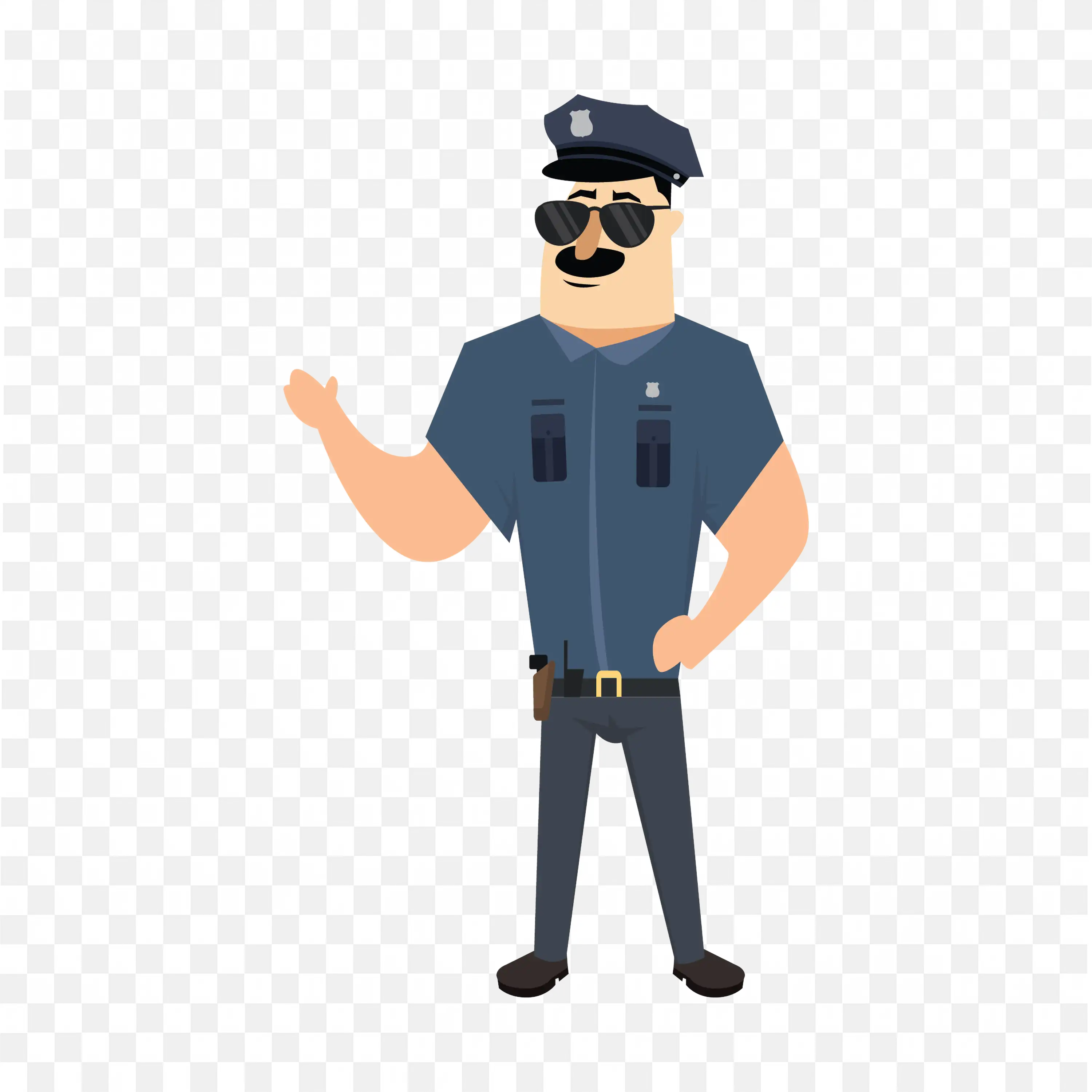 Cartoon Police Officer Character with Sunglasses and Uniform