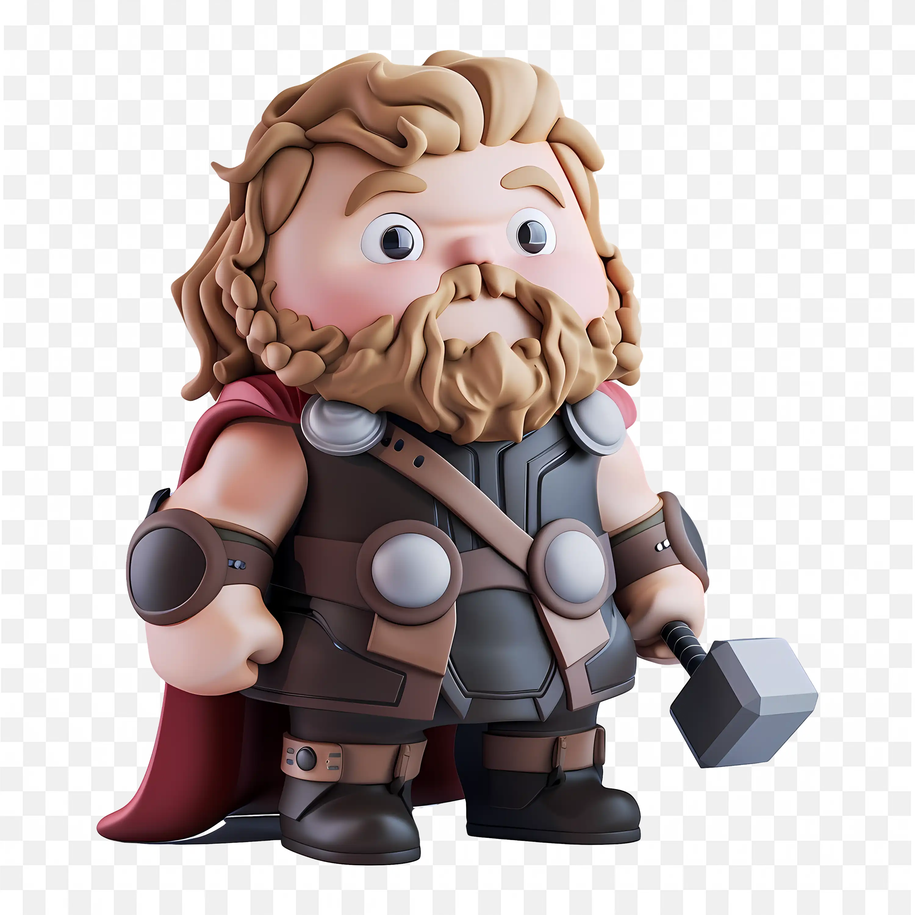 3D Cartoon Thor with Hammer Cute Superhero Png Image
