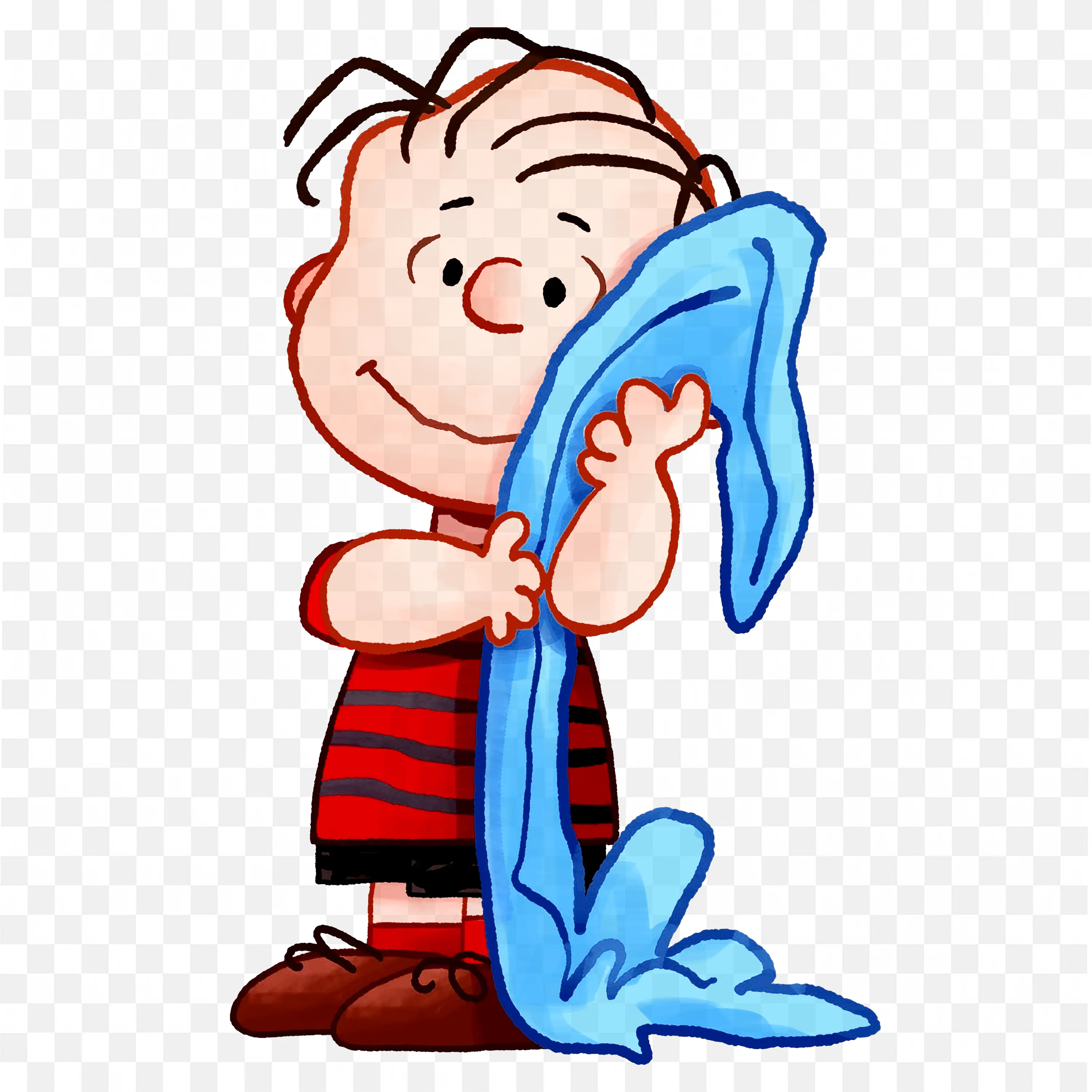 Charlie Brown with His Iconic Blue Blanket Png for Free