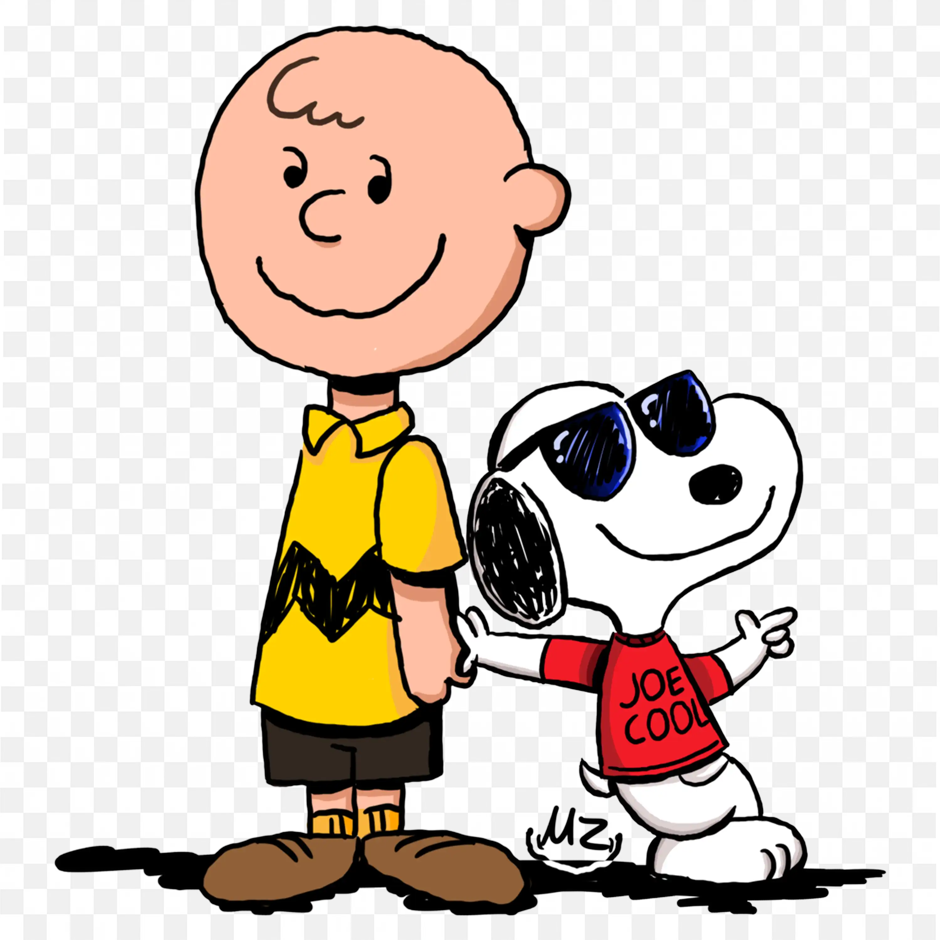 Charlie Brown with Snoopy in a Joe Cool Shirt Png Image