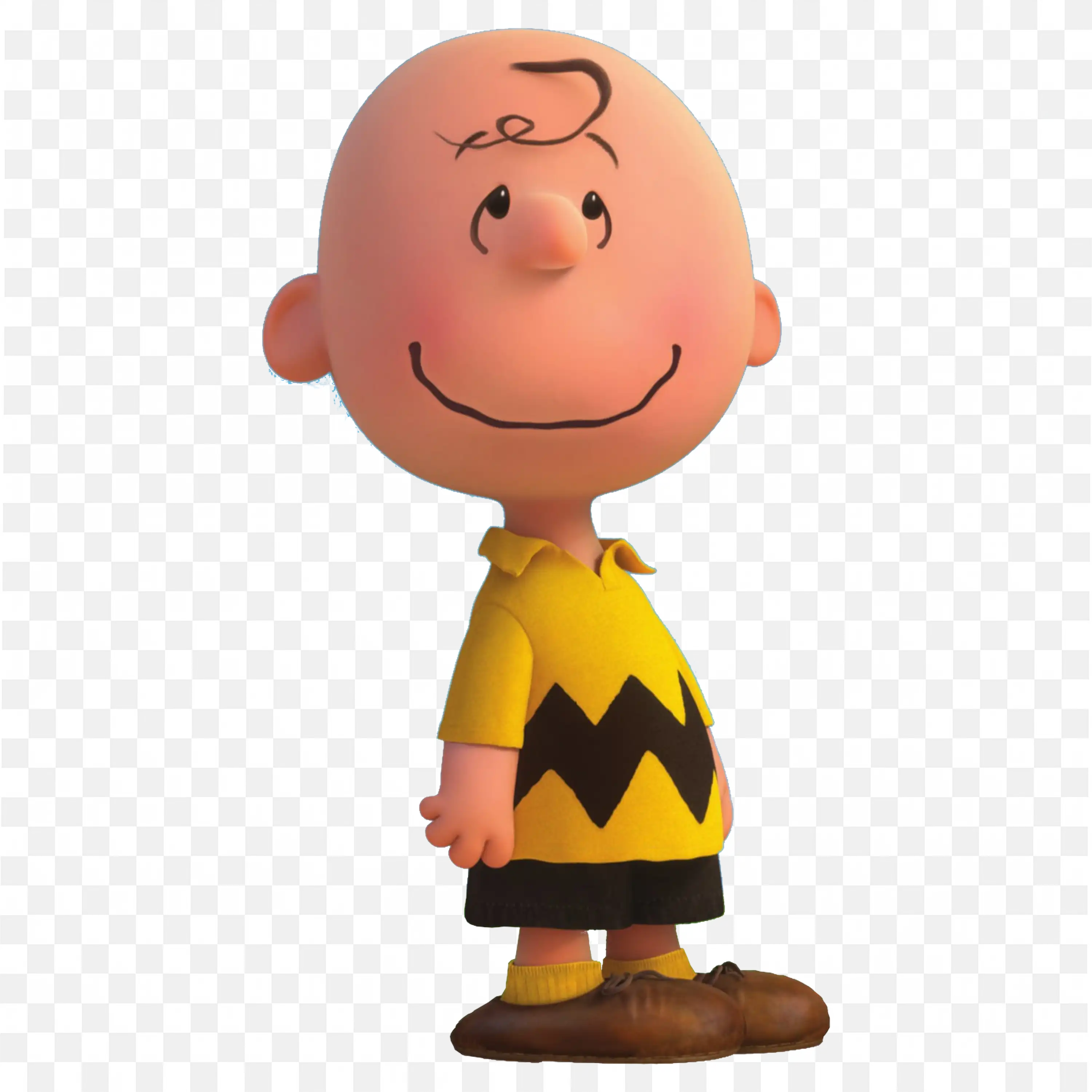 Charlie Brown with Zig Zag Shirt Standing Gently Png Free