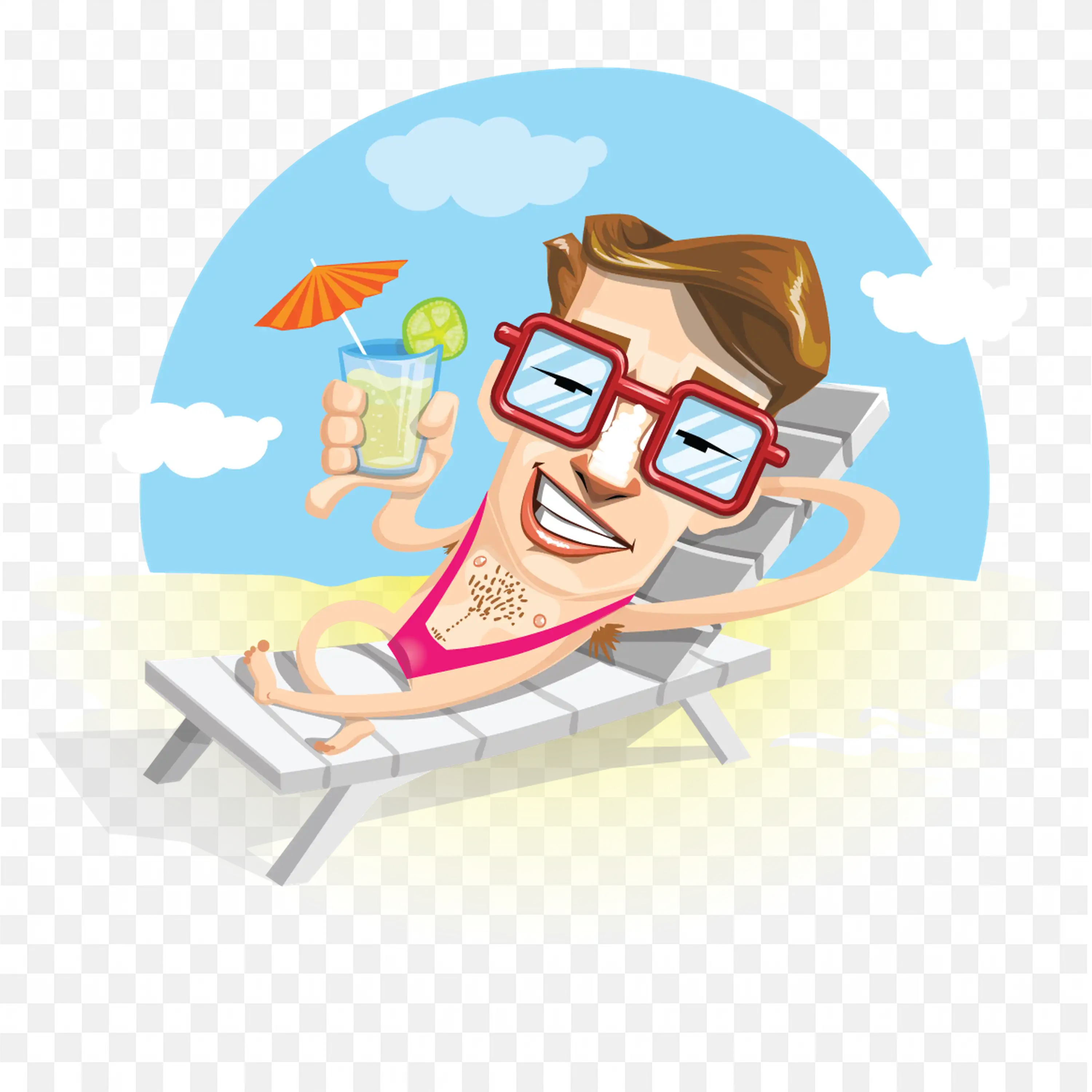 Chilling with Swimsuit Character on the Beach Sand Free Png