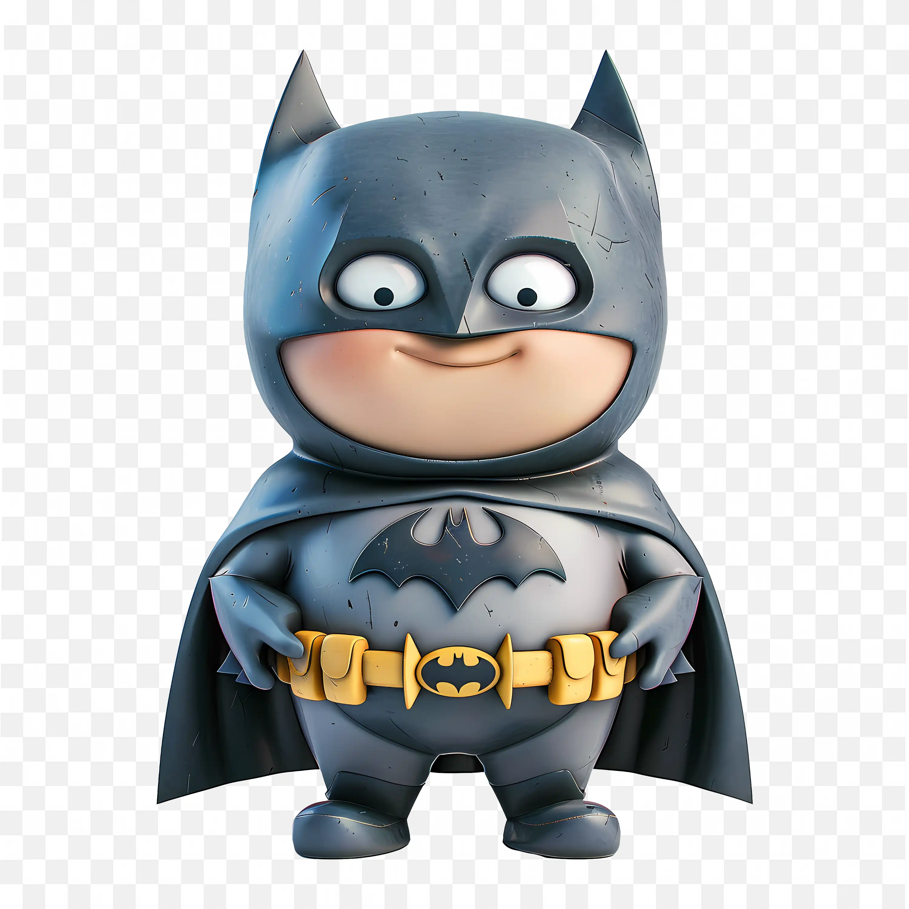 Chubby 3D Batman Cartoon Superhero Illustration Png Image