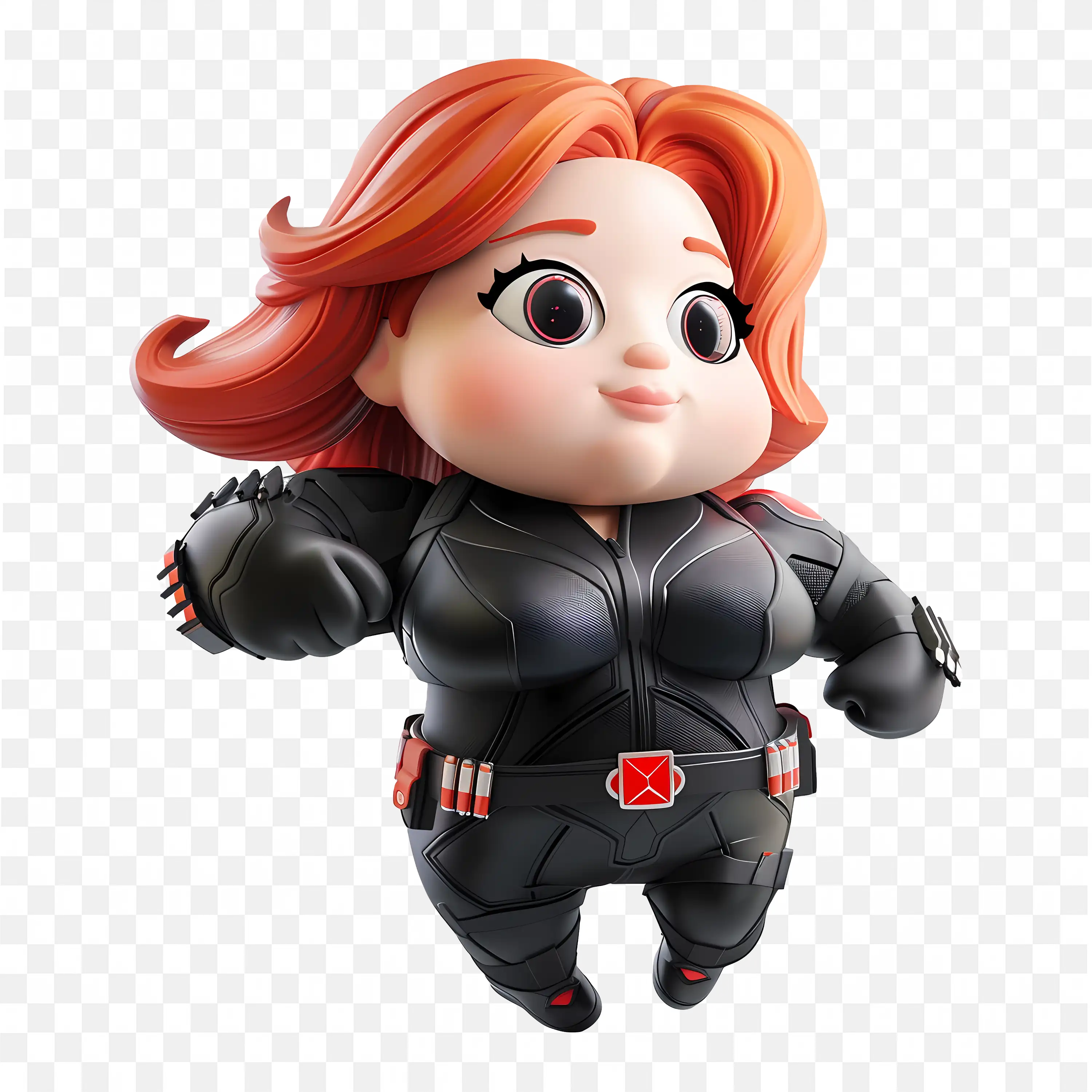 Chubby Cute 3D Cartoon Black Widow Adorable Superhero