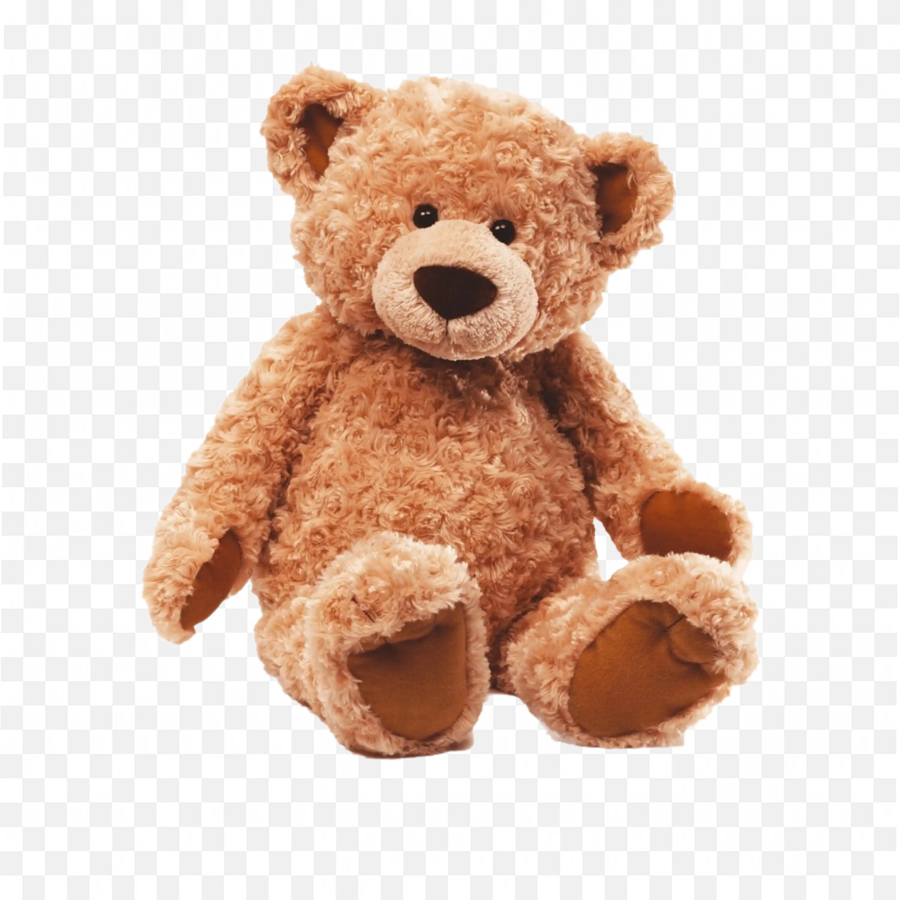 Classic Soft Curly Fur Brown Bear Toy Png Image for Free