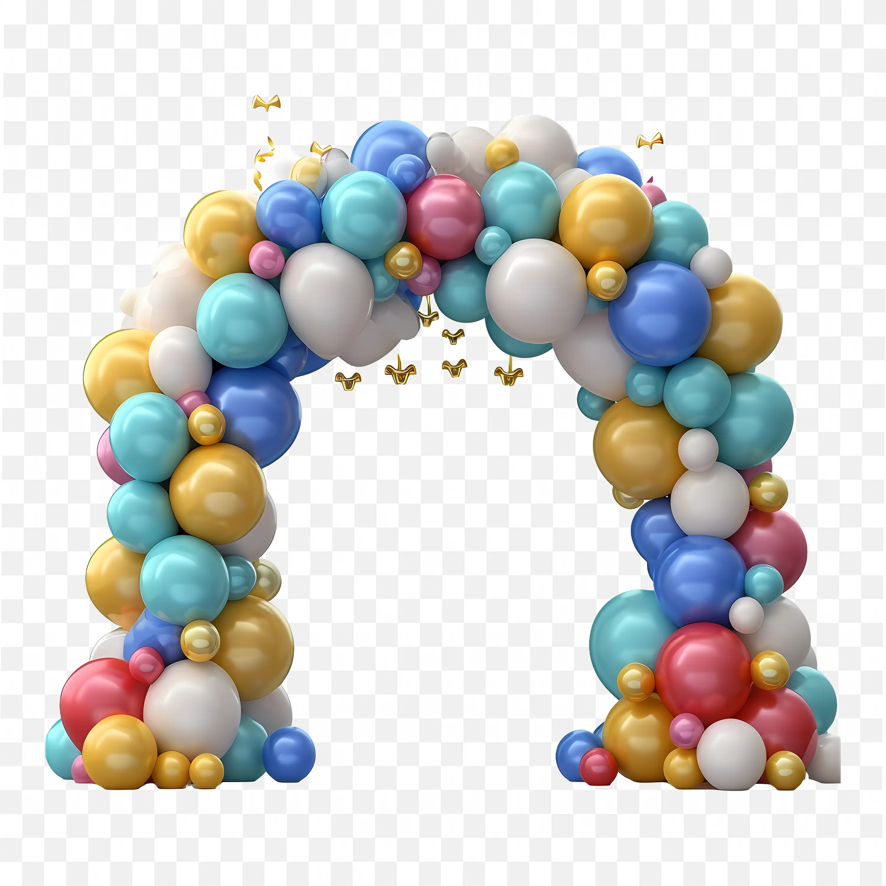 Colorful Balloon Arch Png 3D Party Event Decoration Art