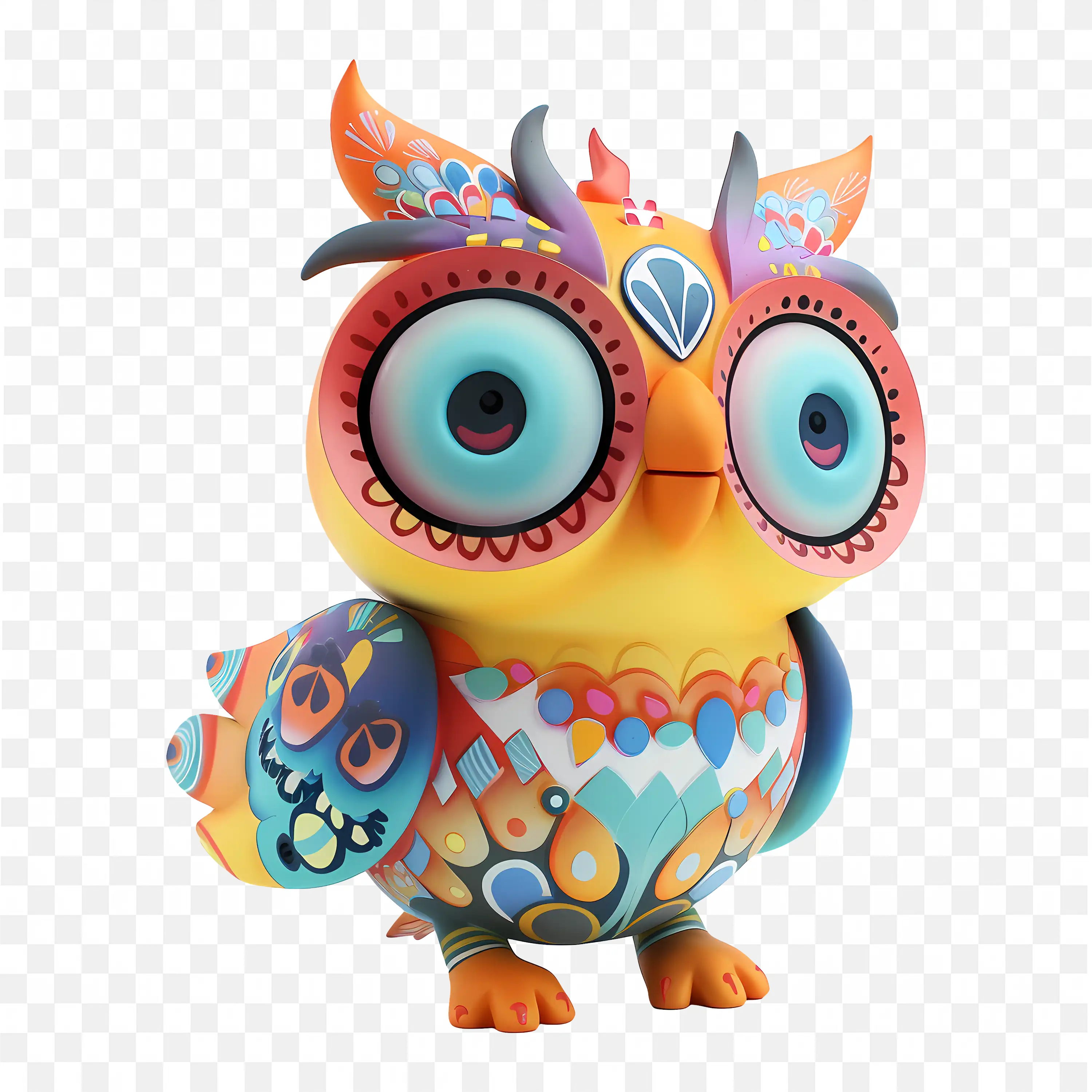 Colorful 3D Owl Png Cute and Vibrant Cartoon Bird Design