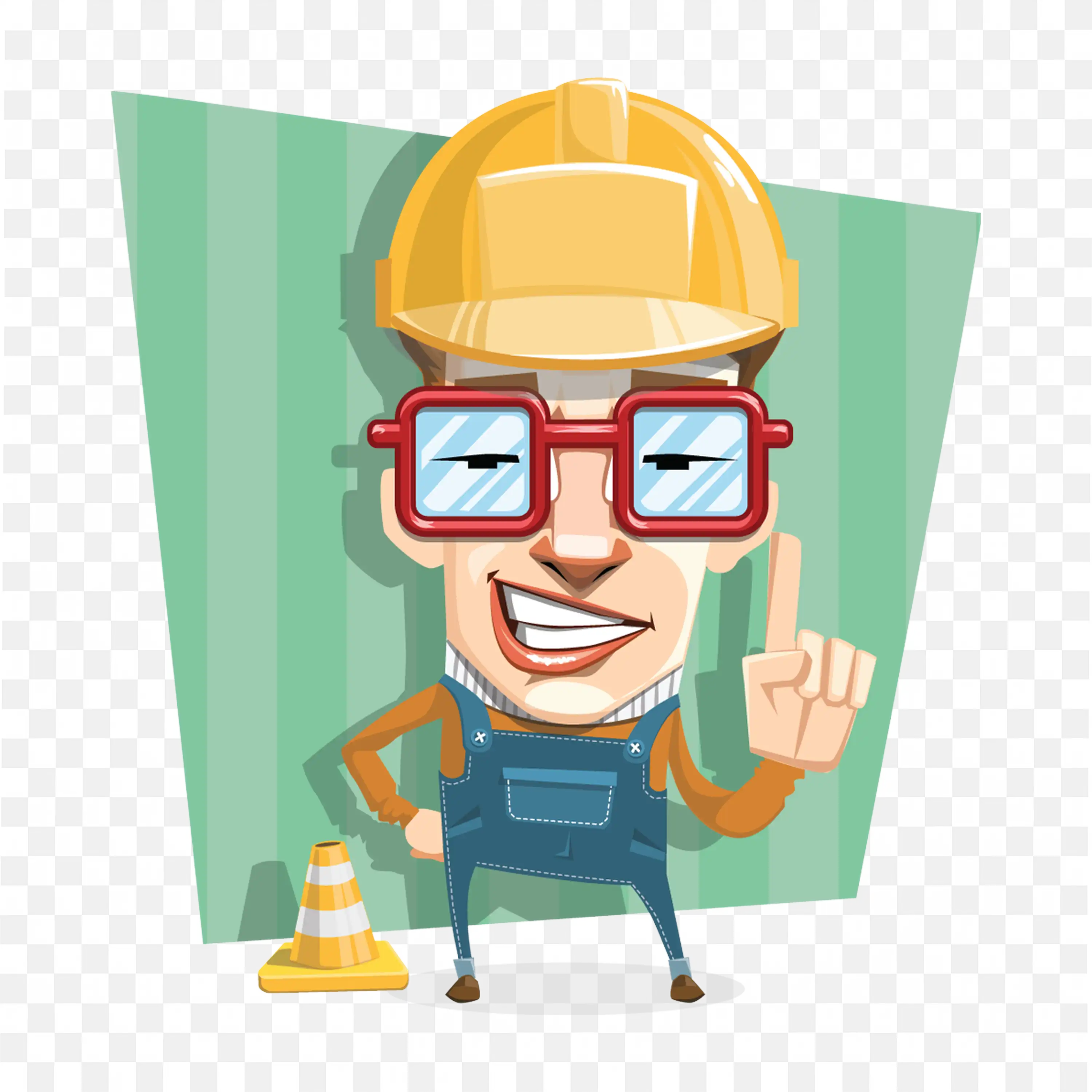 Construction Worker with Helmet and Safety Glasses Free Png