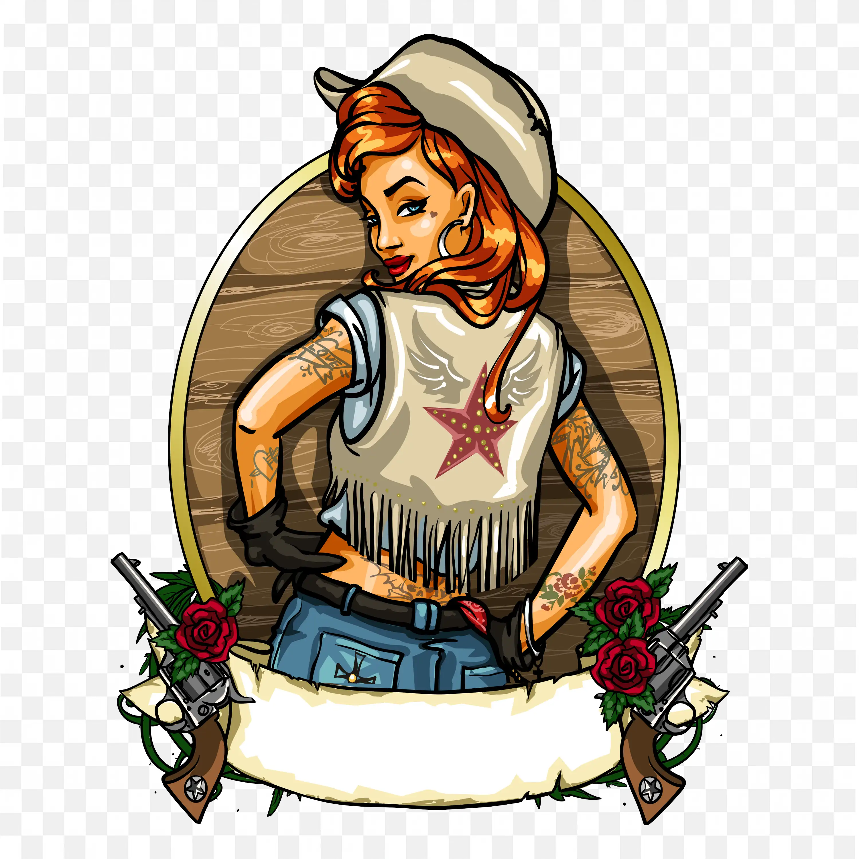 Cowgirl with Attitude in Western Style Bold and Confident Png