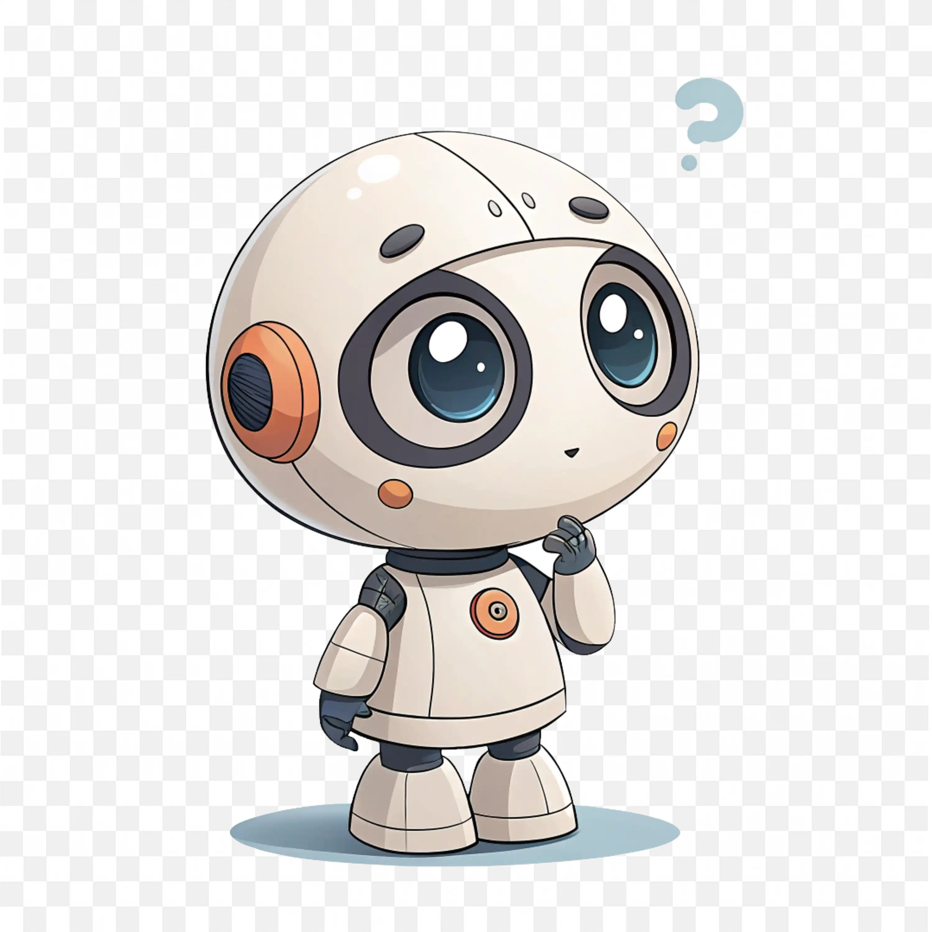 Cute Ai Robot Thinking with Adorable Expression Png
