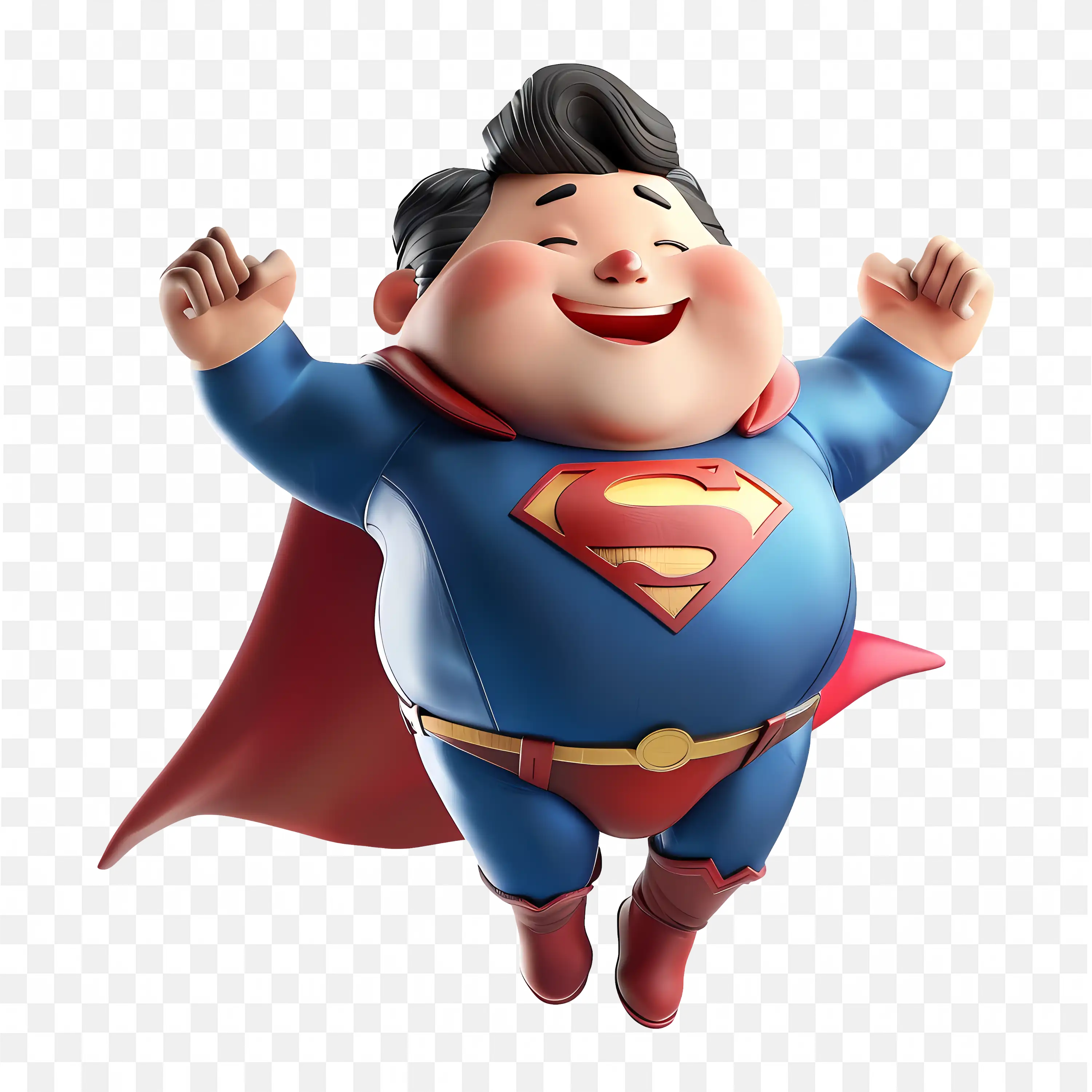 Cute Chubby Flying Superman Adorable 3D Hero Design