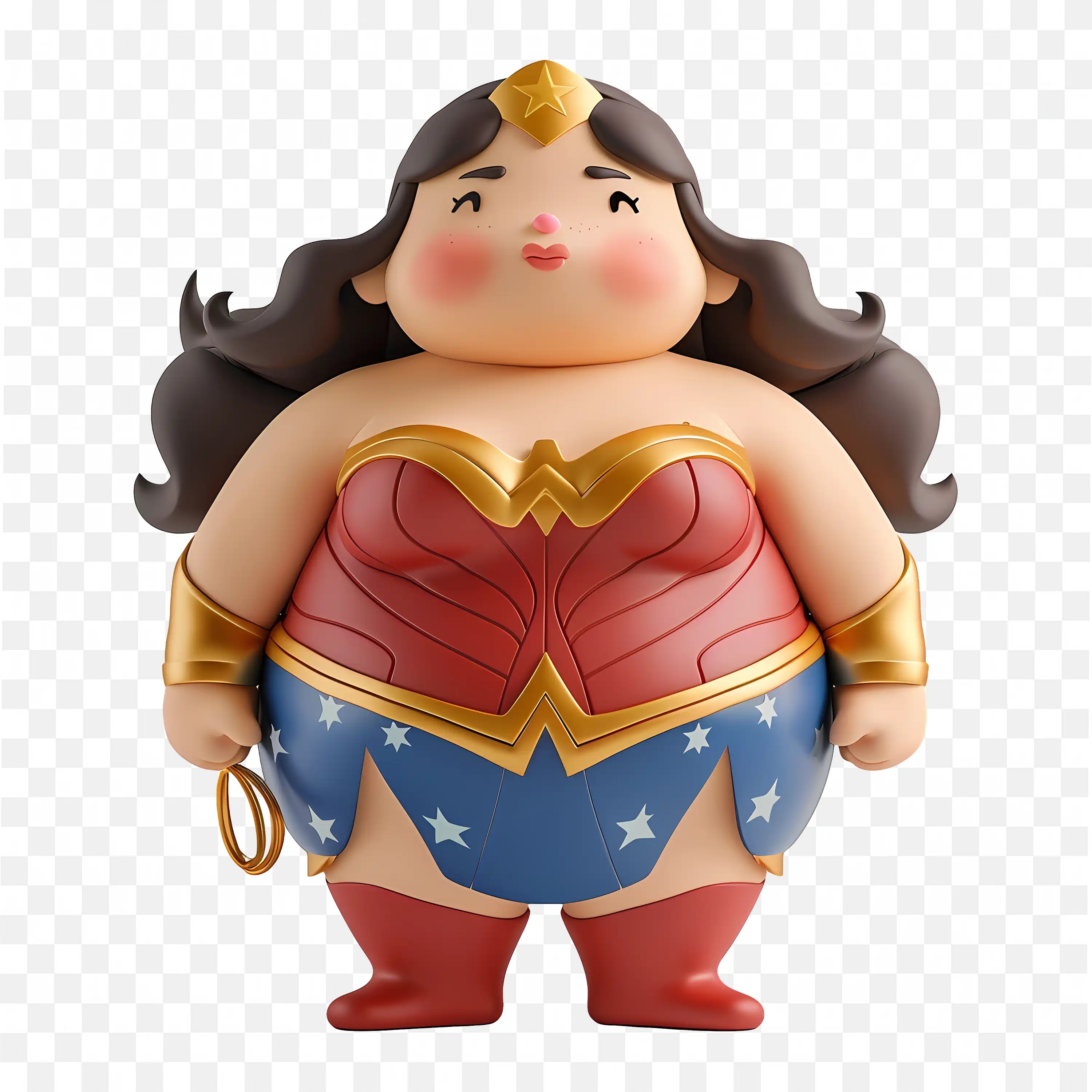 Cute Chubby Wonder Woman with Kissing Face 3D Style