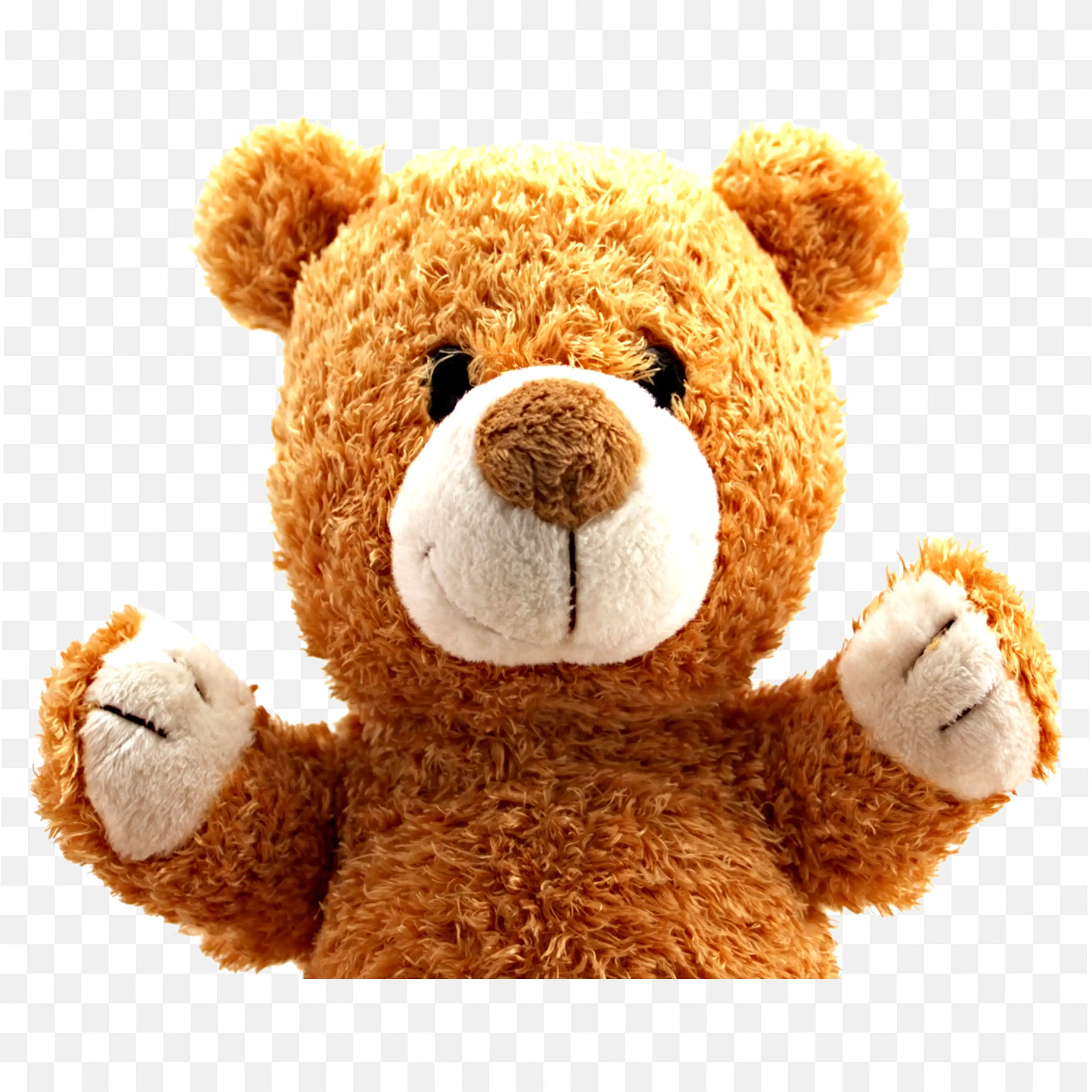 Cute Fur Teddy Bear Toy with Raised Arms Free Mobile Png