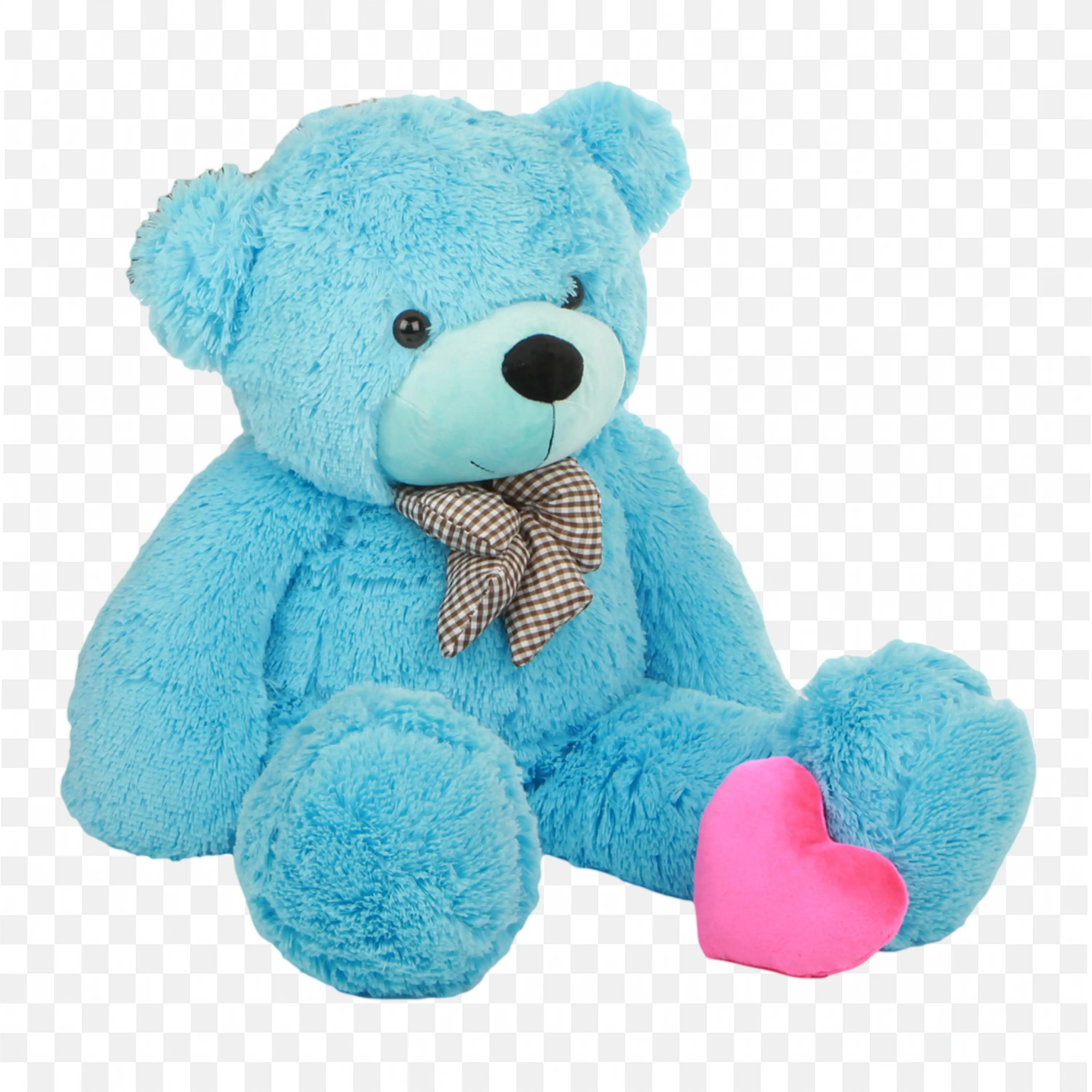 Cute Light Blue Teddy with Black Tie and Heart Png Free