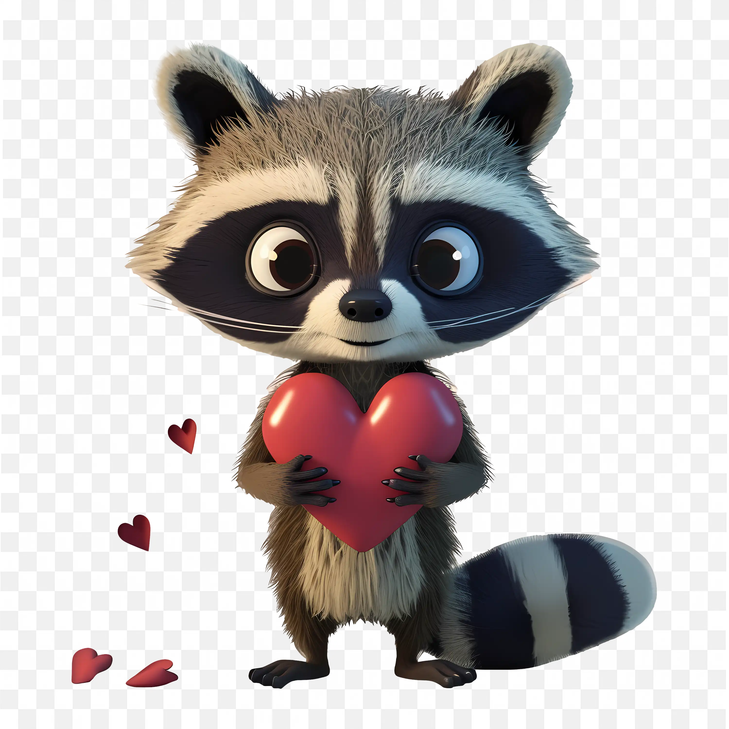 Cute Raccoon Holding Heartin Both Hands Love Png Image