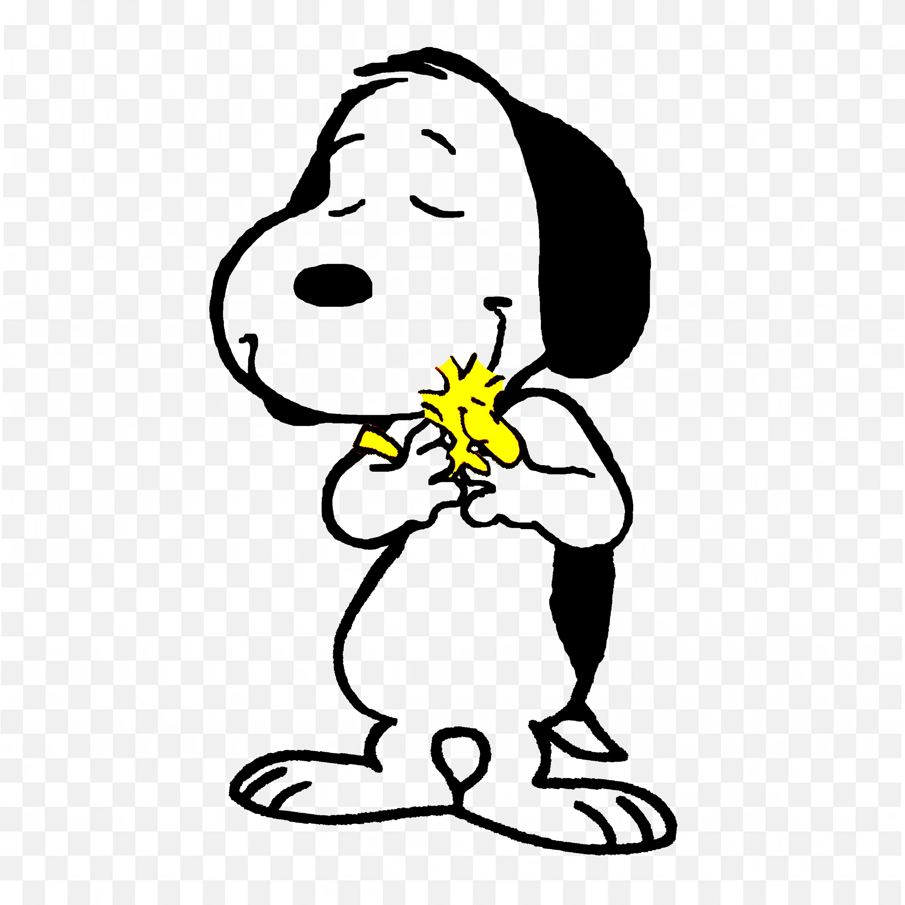 Cute Png of Snoopy Holding Woodstock in His Chest for Free