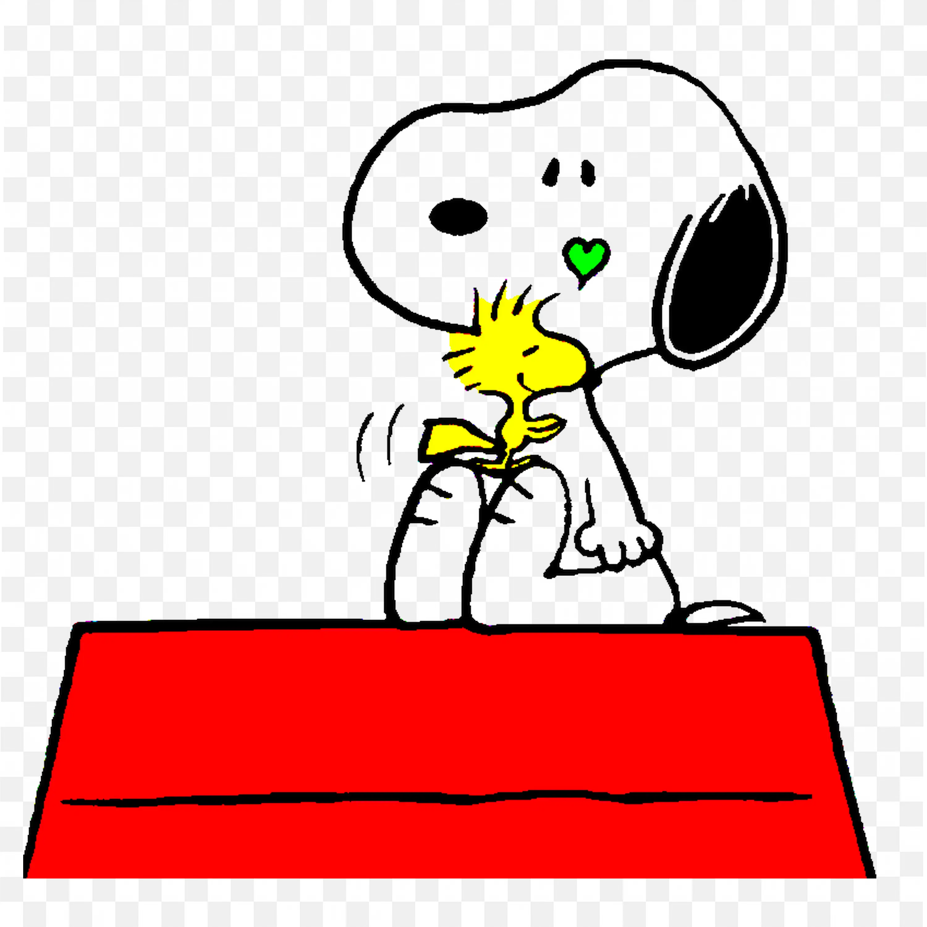 Cute Woodstock and Snoopy on the Doghouse Free Cartoon Png