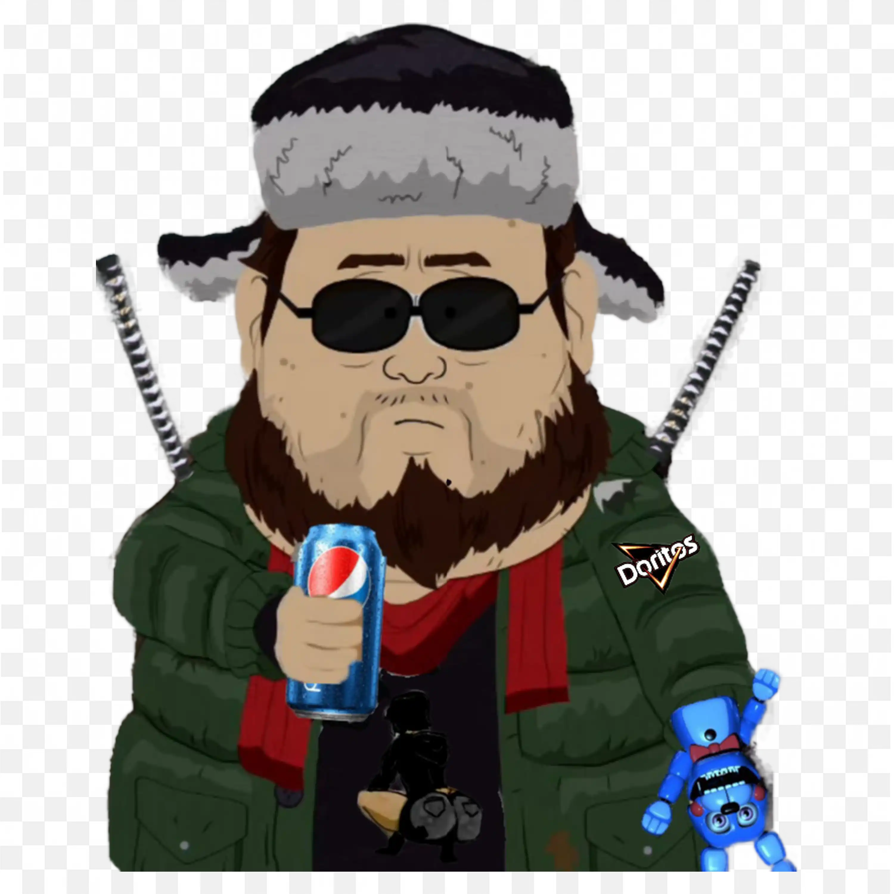 Dildo Swaggins with a Doritos Suit and Holding Pepsi Can Png