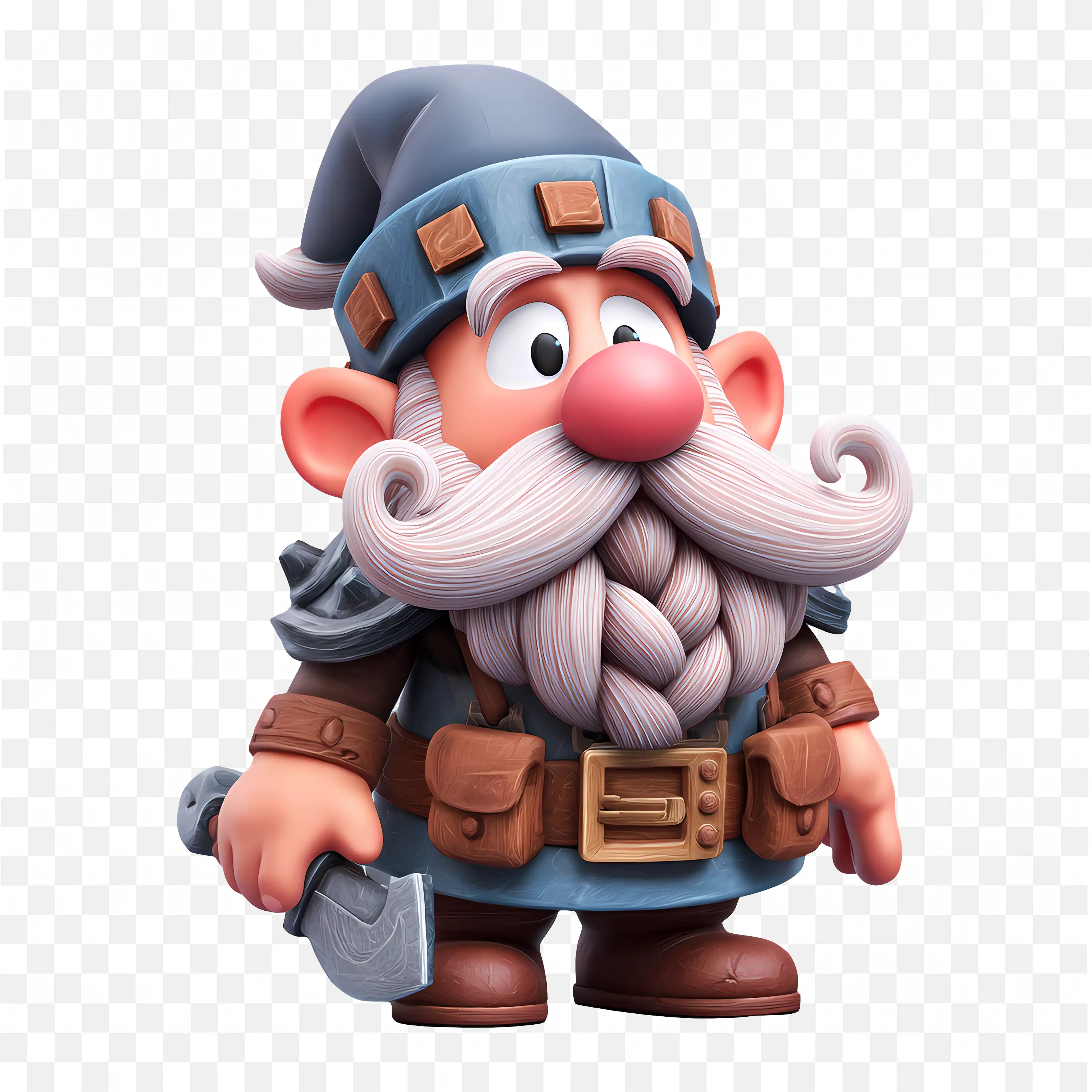 Dwarf Warrior in Blue Dress Holding Weapon on Right Side Png