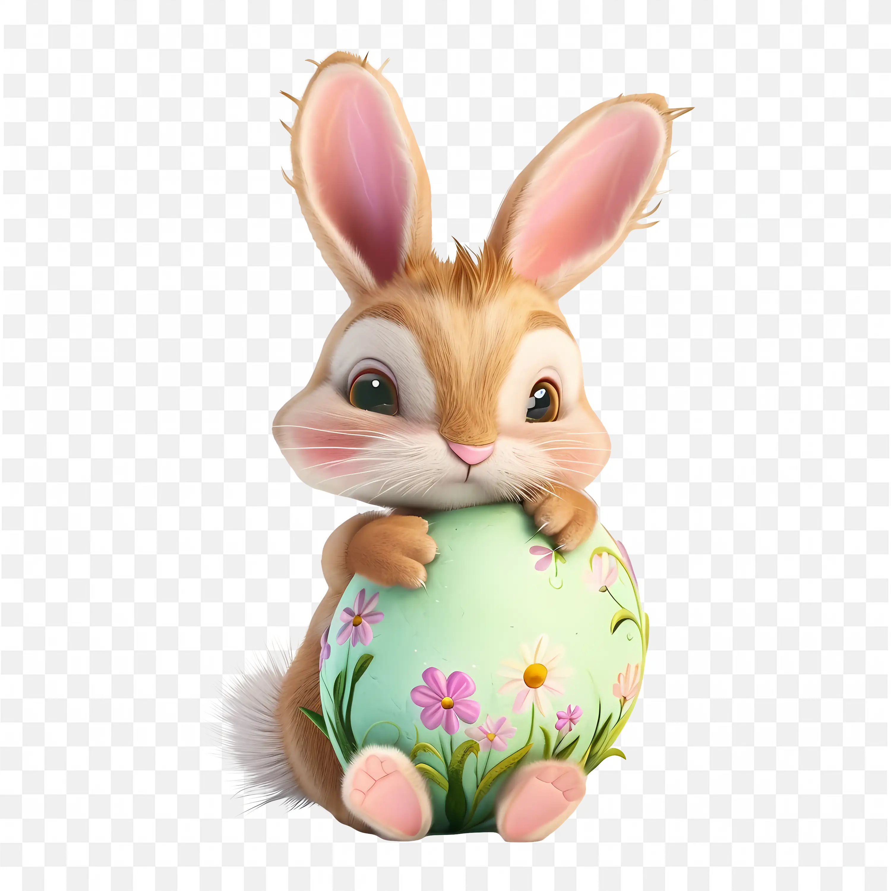 Easter Bunny with Colorful Eggs Cute Cartoon Rabbit Holding Eggs