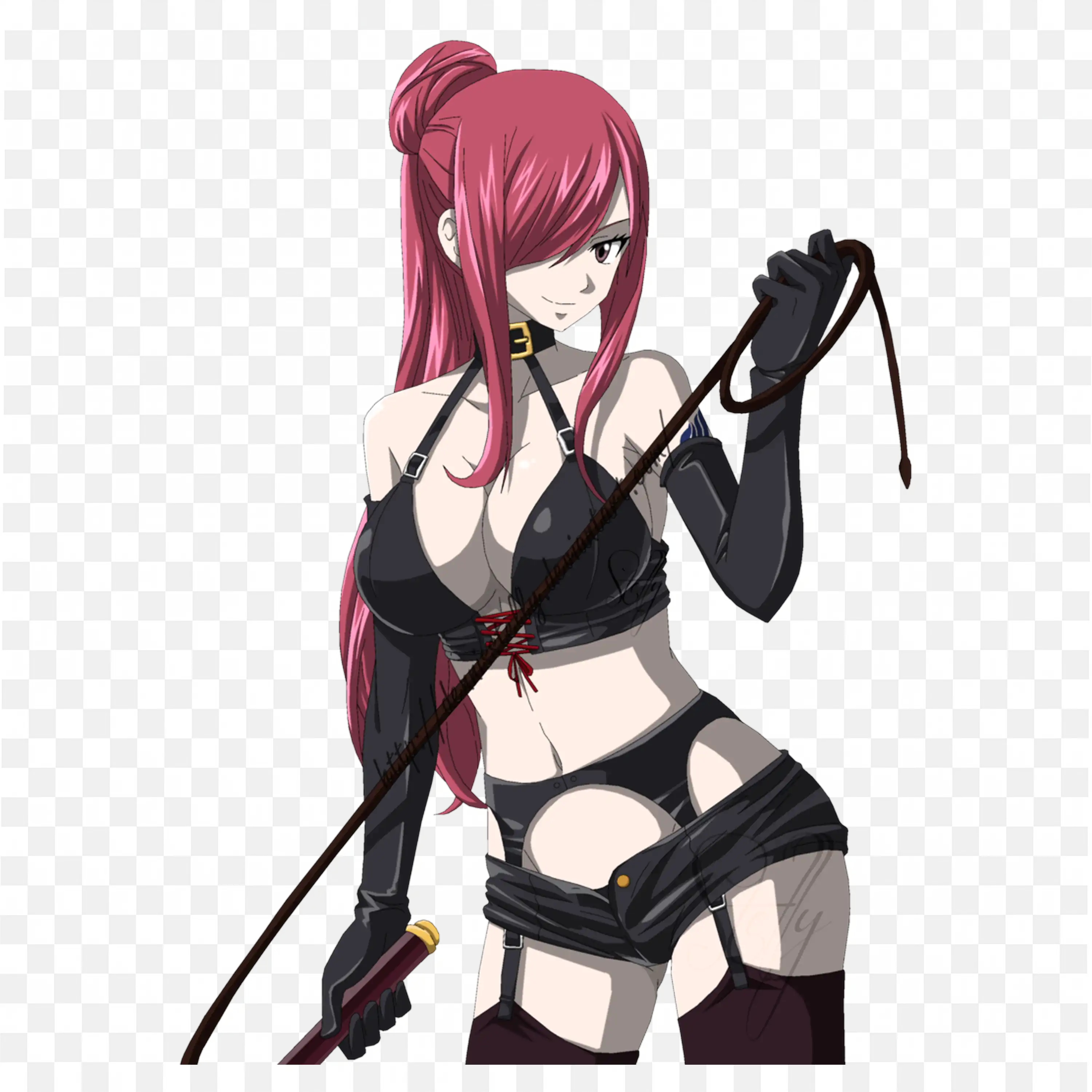 Fairy Tail Erza Scarlet Strong Female in Black Legwea