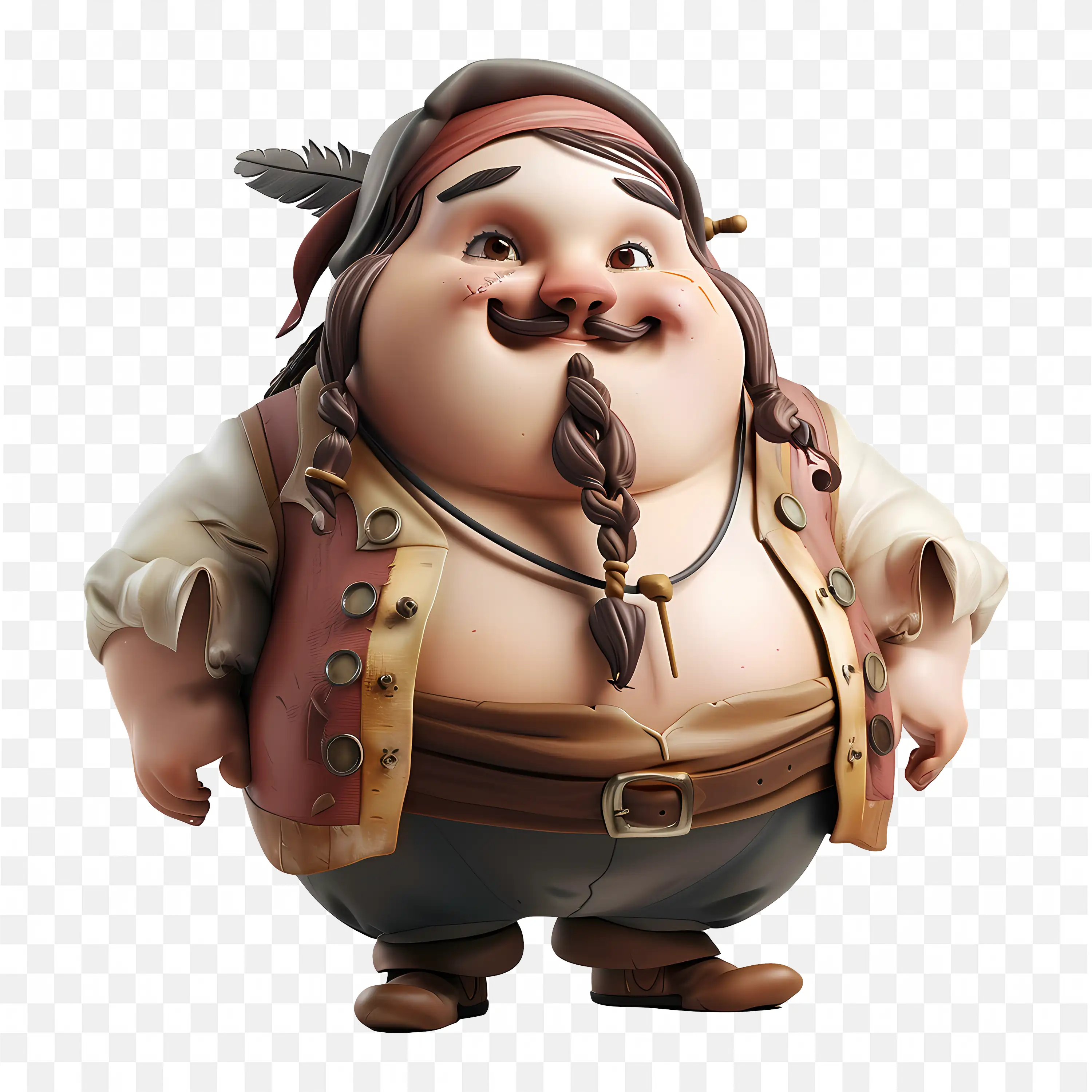 Fat and Smiling Pirate Man in 3D Cartoon Style Adventure