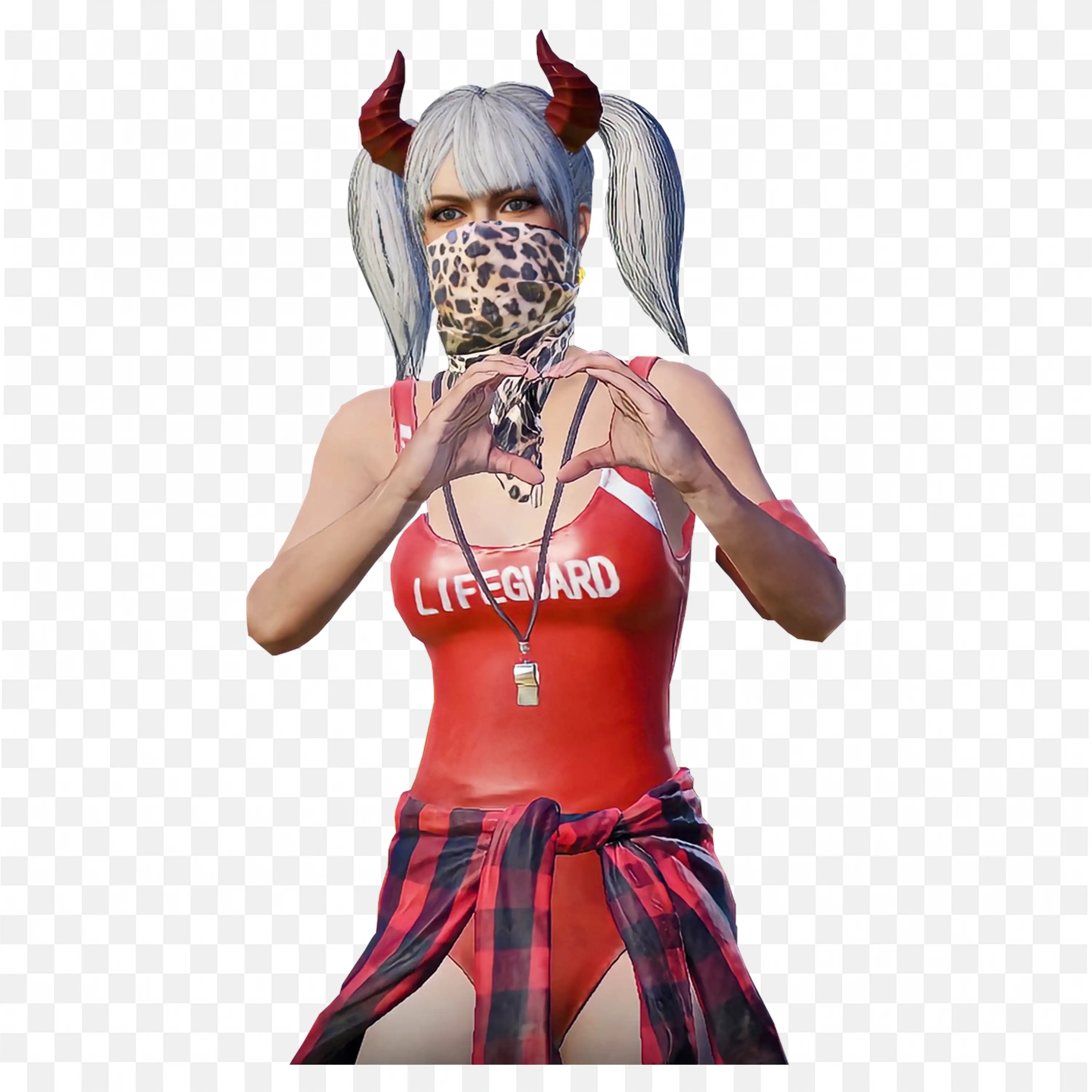 Female Character with Devil Horns and Leopard Mask Free Png