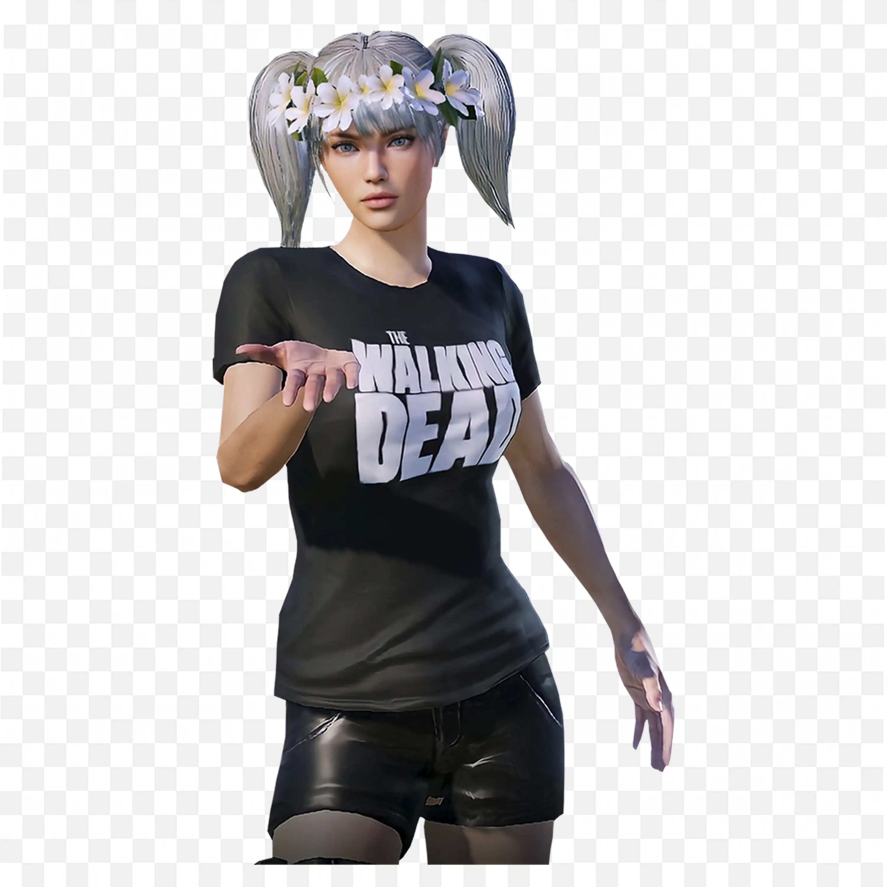 Female Character with the Walking Dead T Shirt Png Image Free