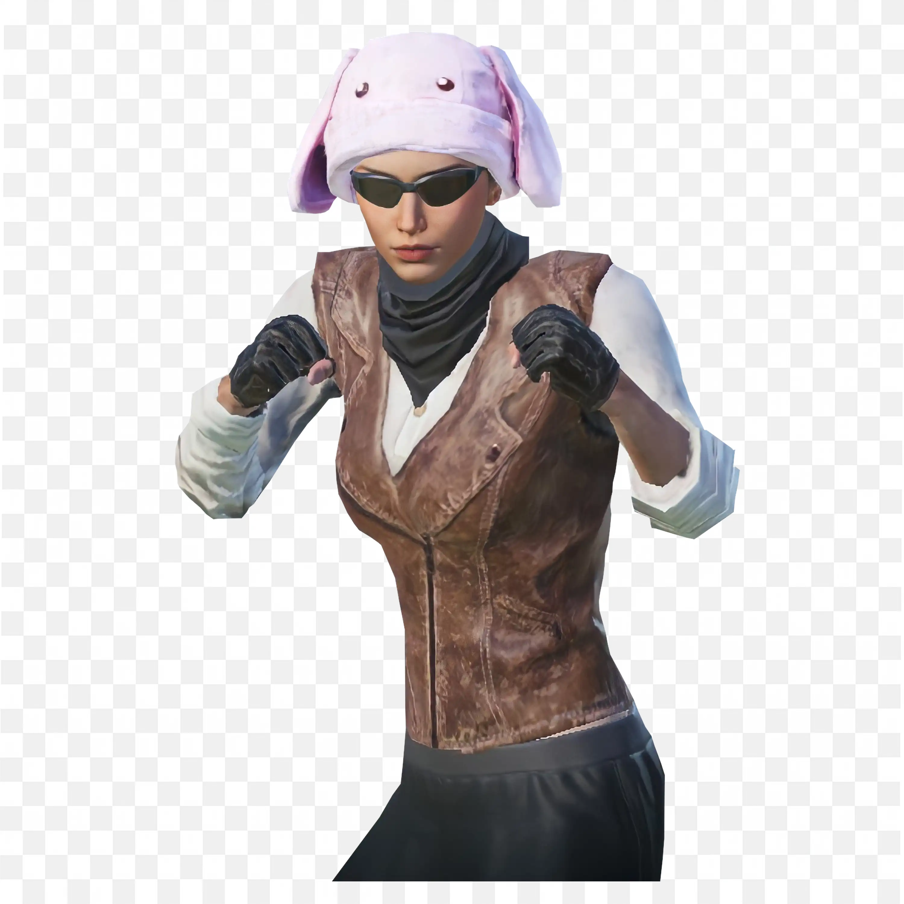 Female Fighter Wearing Bunny Hat and Sunglasses Free Png