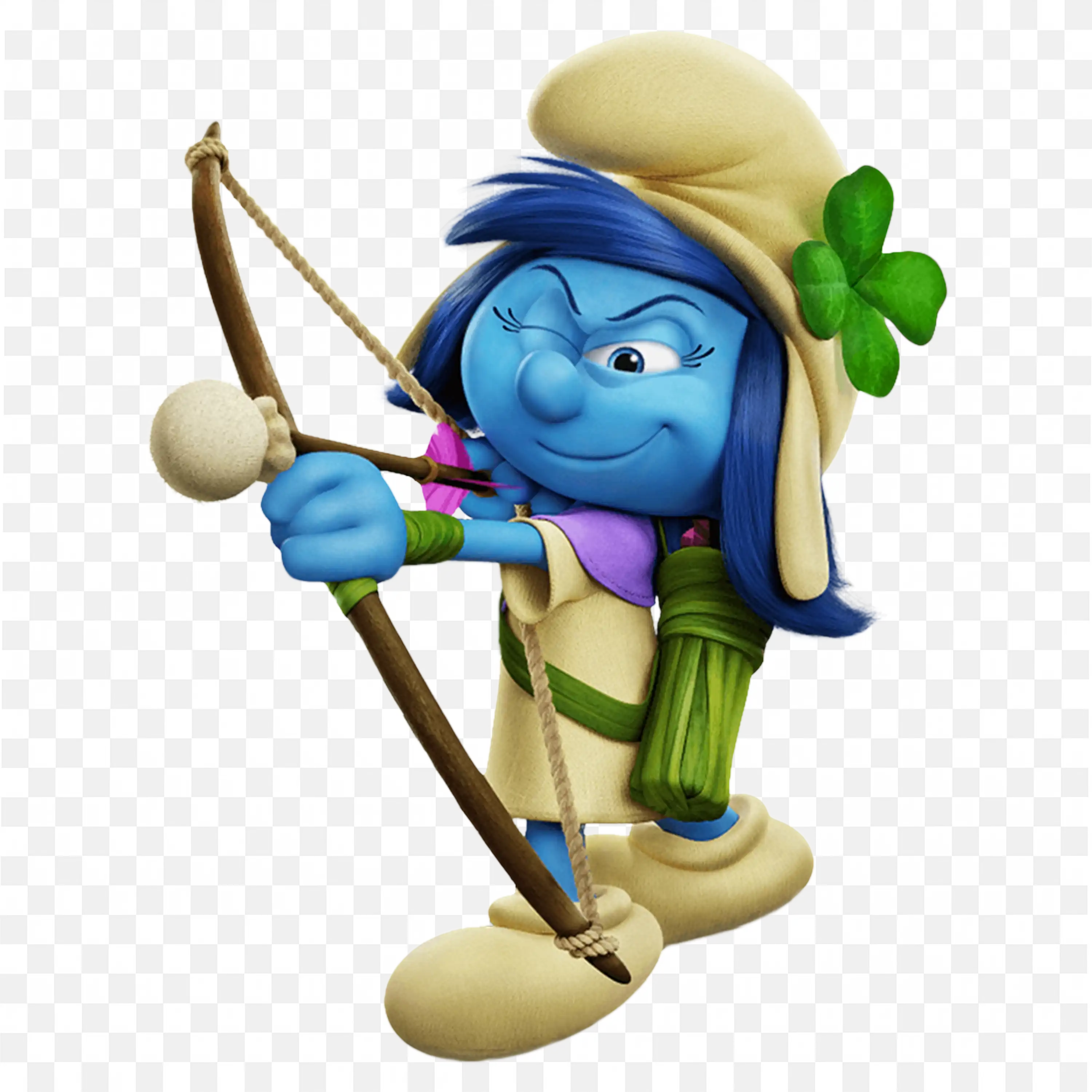 Female Smurf Archer Character with a Bow Free Png Image