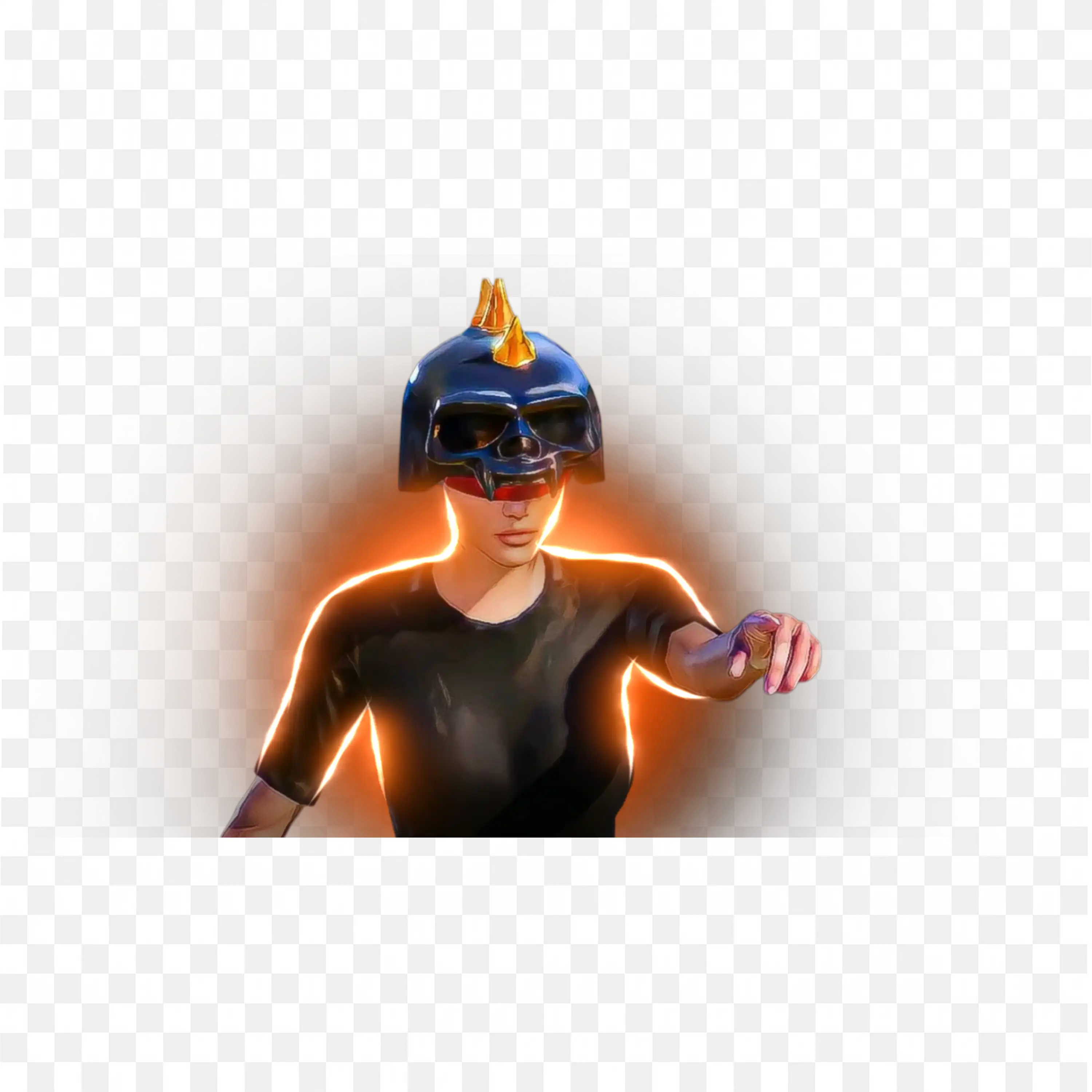 Fighter with Skull Iron Helmet and Orange Glow Png Images