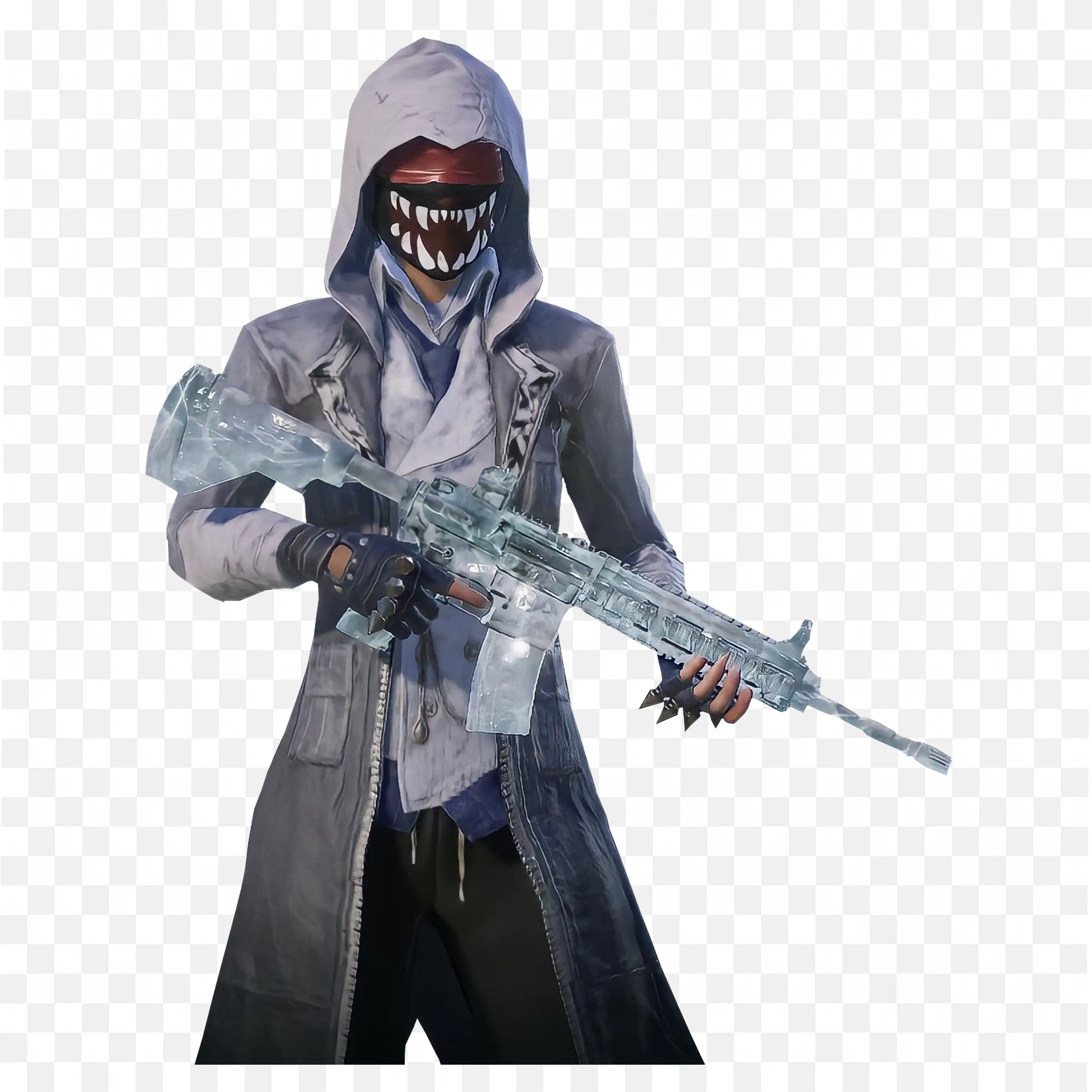 Figure with Spiked Gloves and Ice Covered Rifle Free Png
