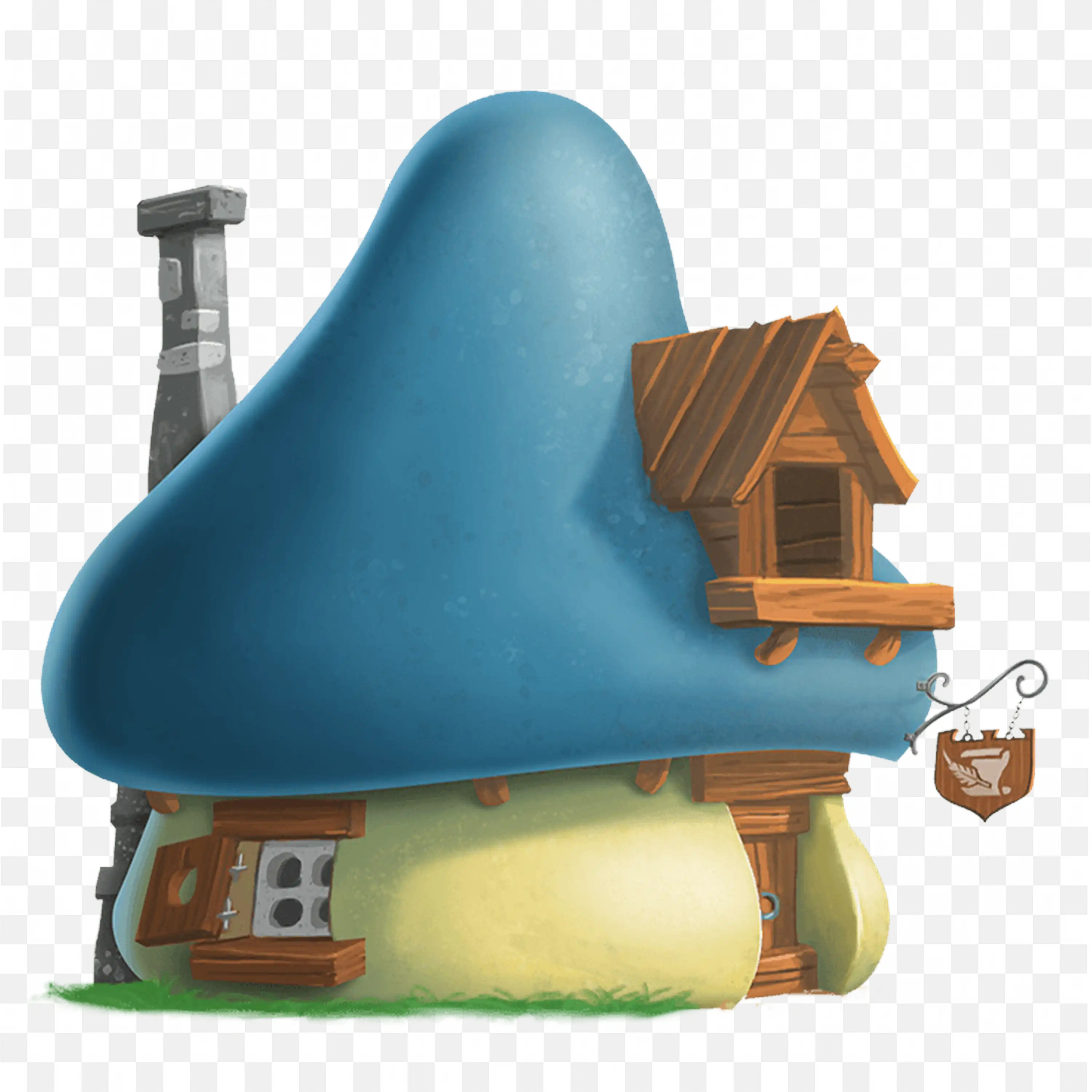 Free Png of Blue Colour of Mushroom House in a Cartoon
