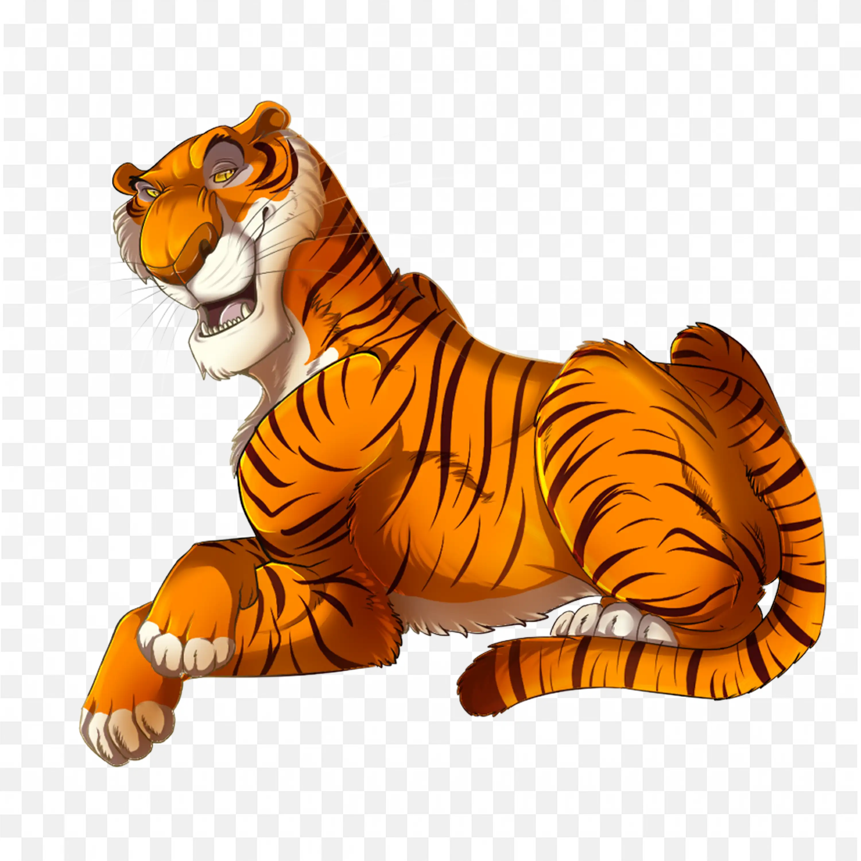 Free Png of a Tiger Sitting and Laughing with a Side View