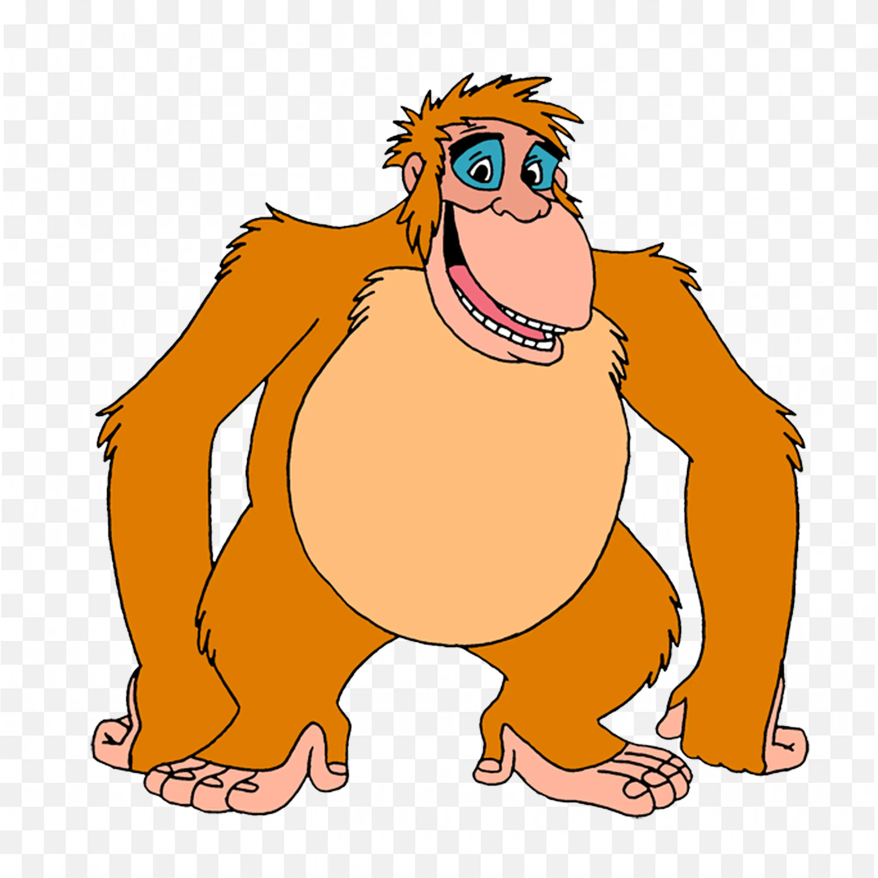Funny Gorilla Cartoon Character in Orange Colour Png Image