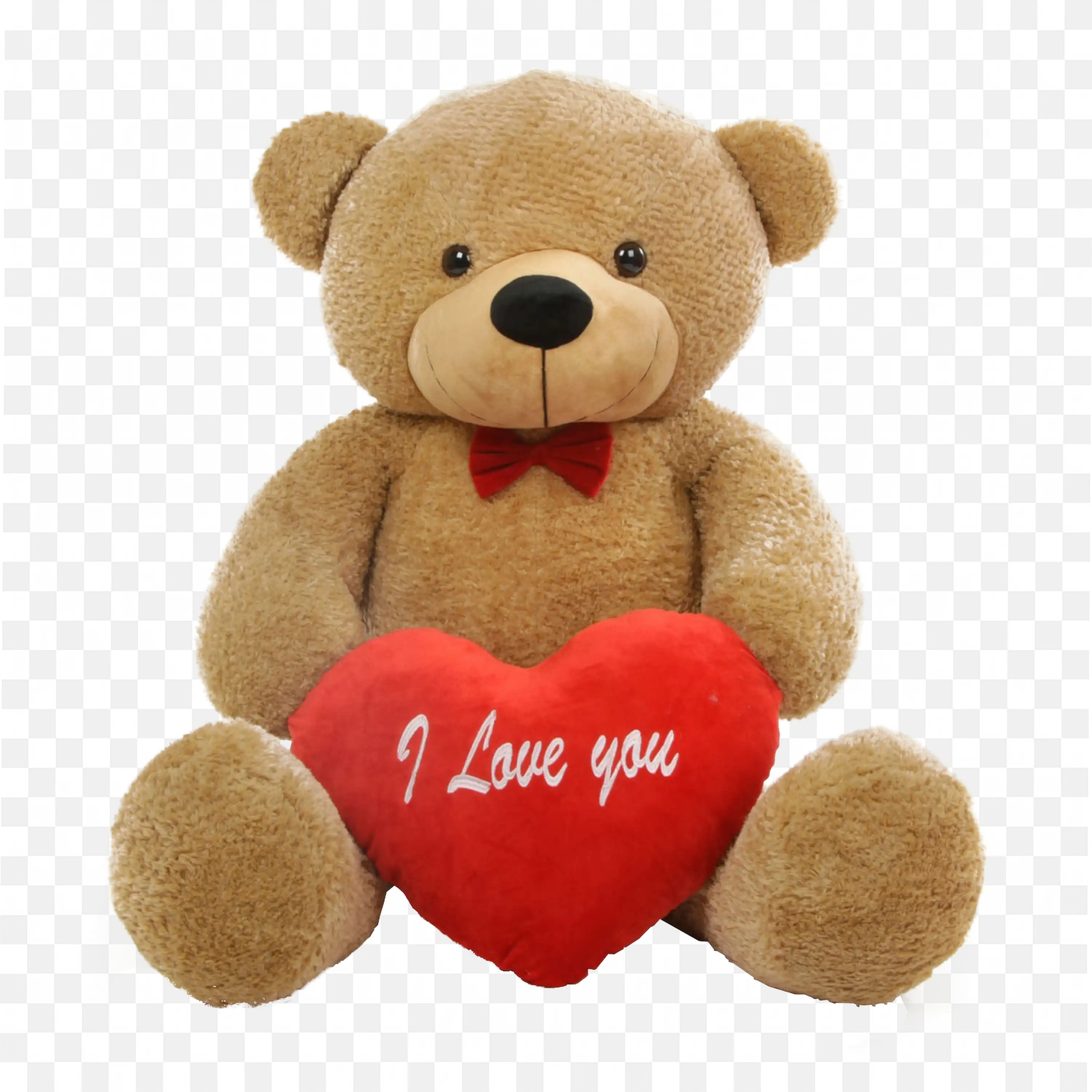 Giant Teddy Bear with Red Heart Pillow Png Download for Free