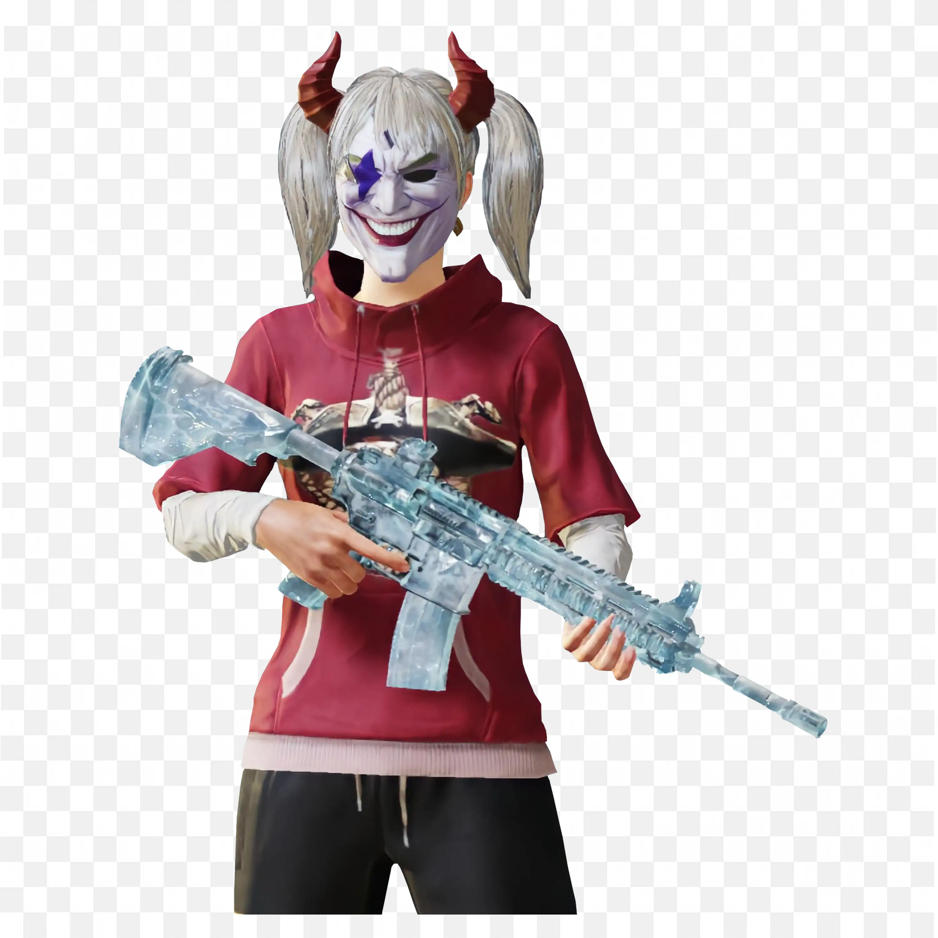 Girl with Joker Frace and with Guns Free HD Png Image