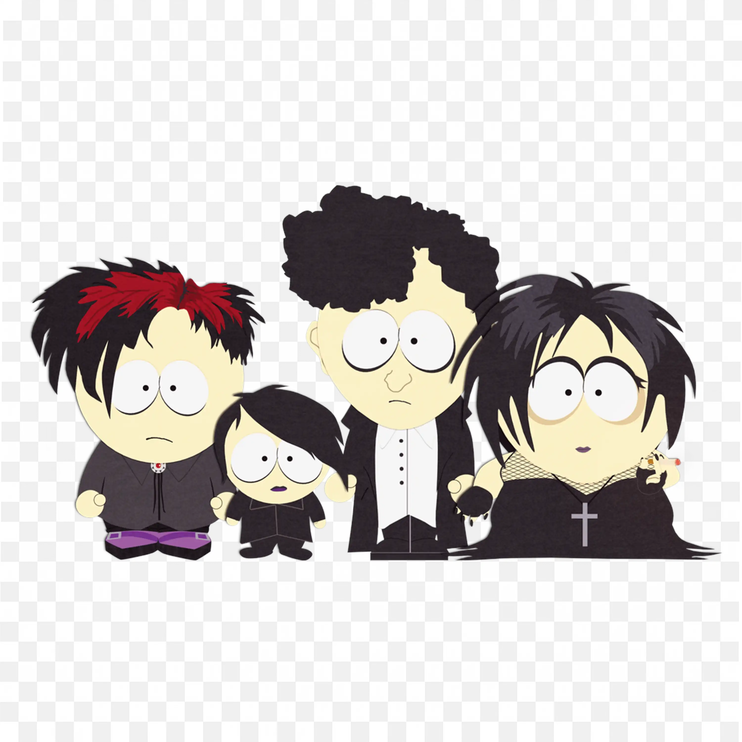 Goth Family from South Park with Dark and Iconic Free Png
