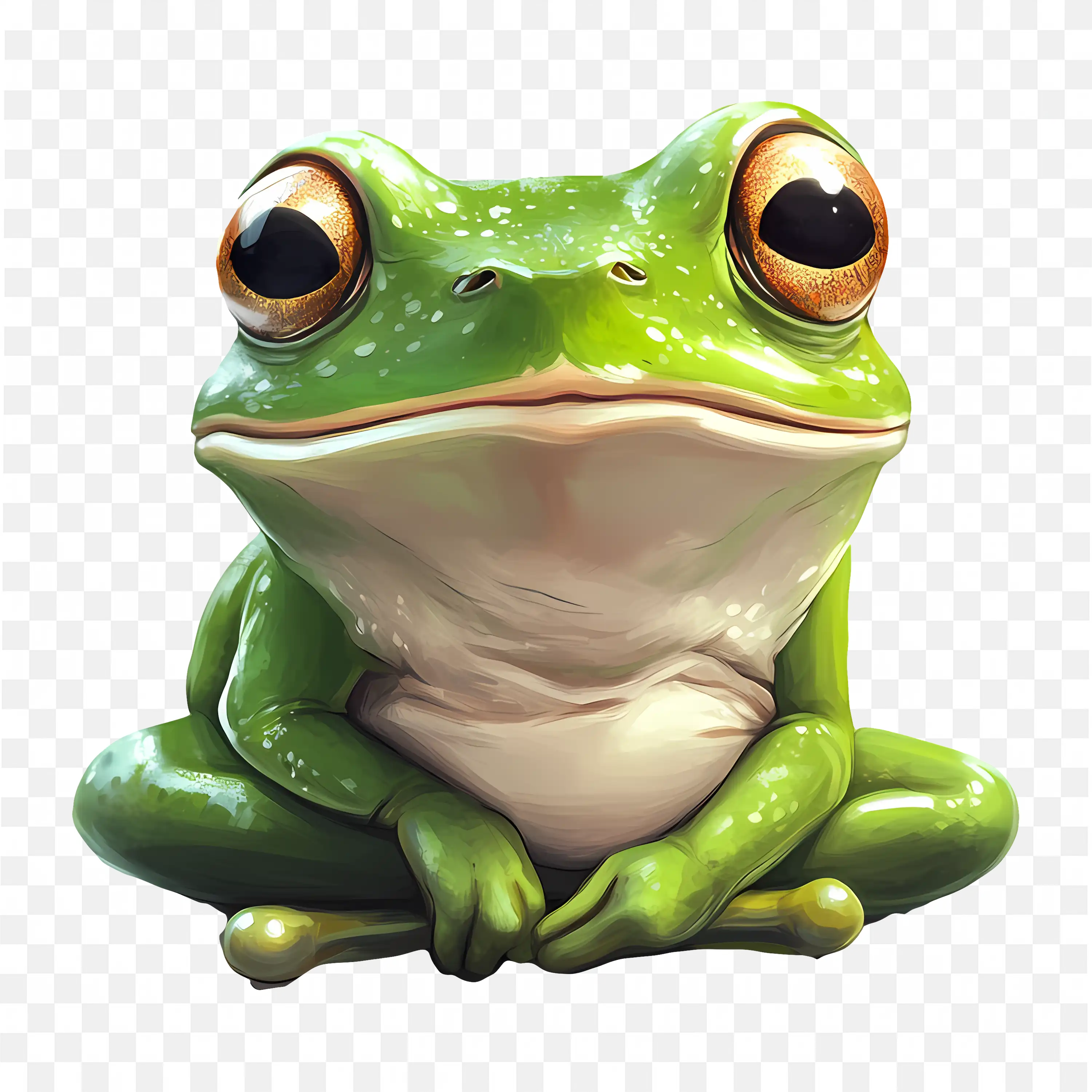 3D Green Frog Cartoon Character Looking Ahead Image Download