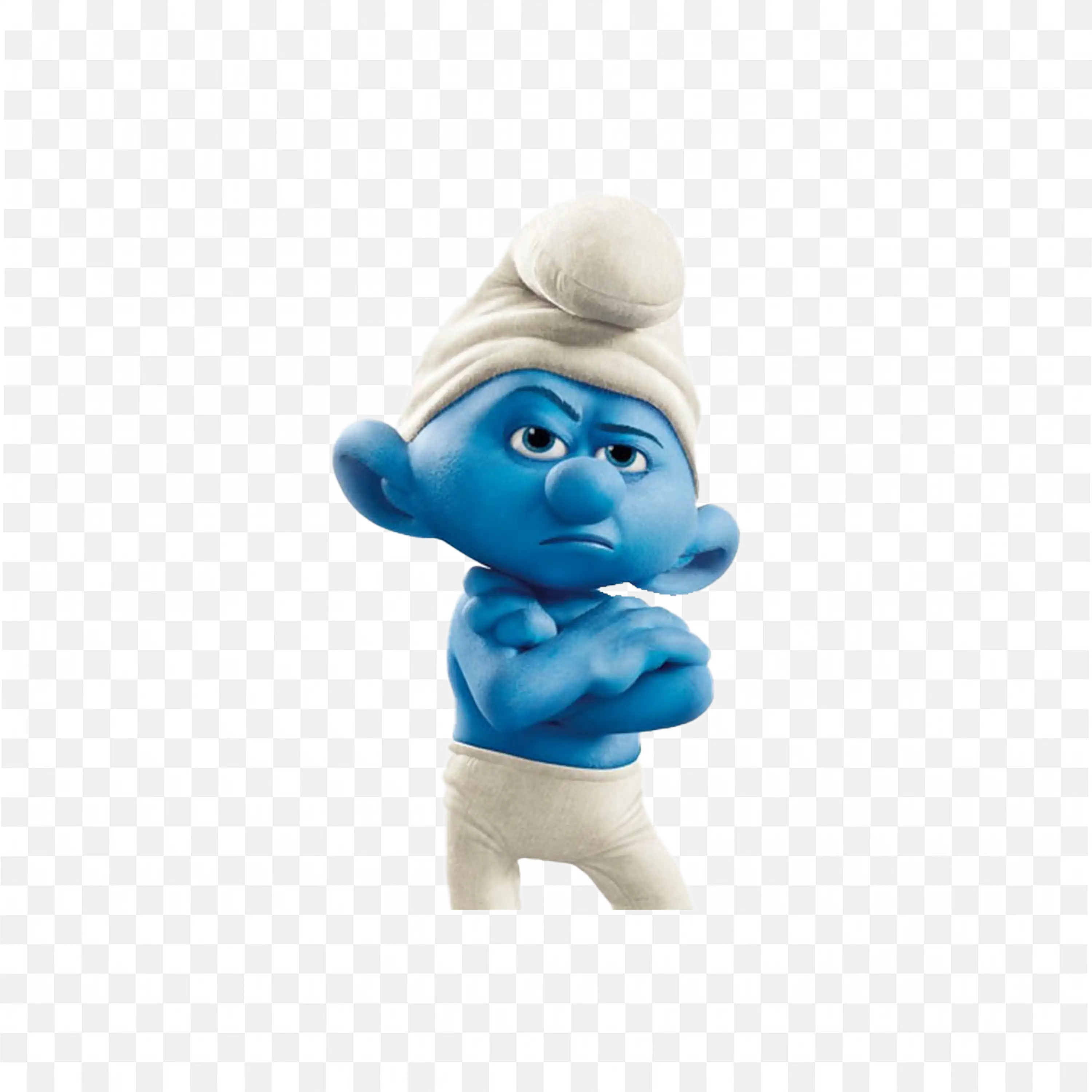 Grouchy Smurf Blue Cartoon Character with Attitude Look Png