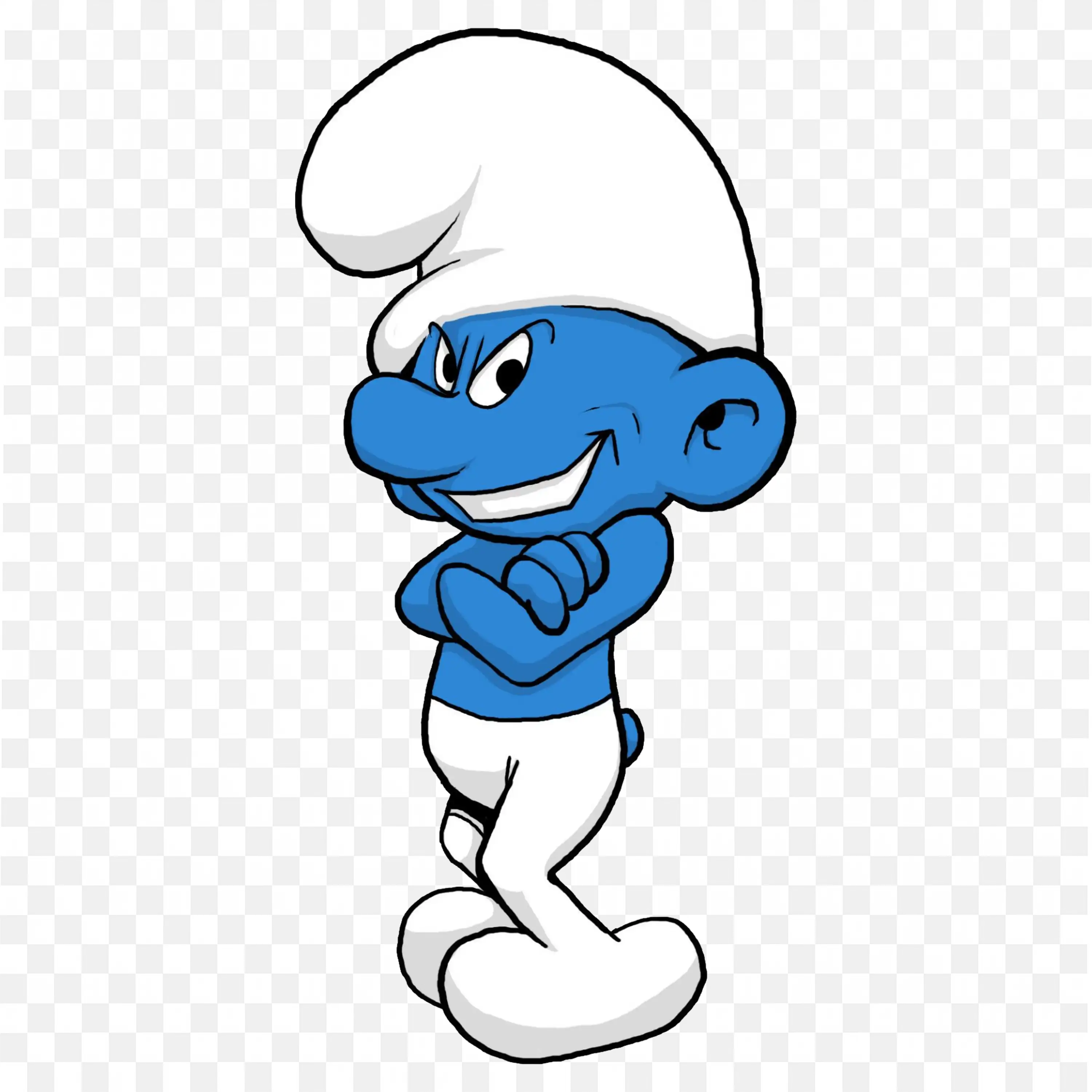 Grouchy Smurf Cartoon Character with Devil Smile Png Image