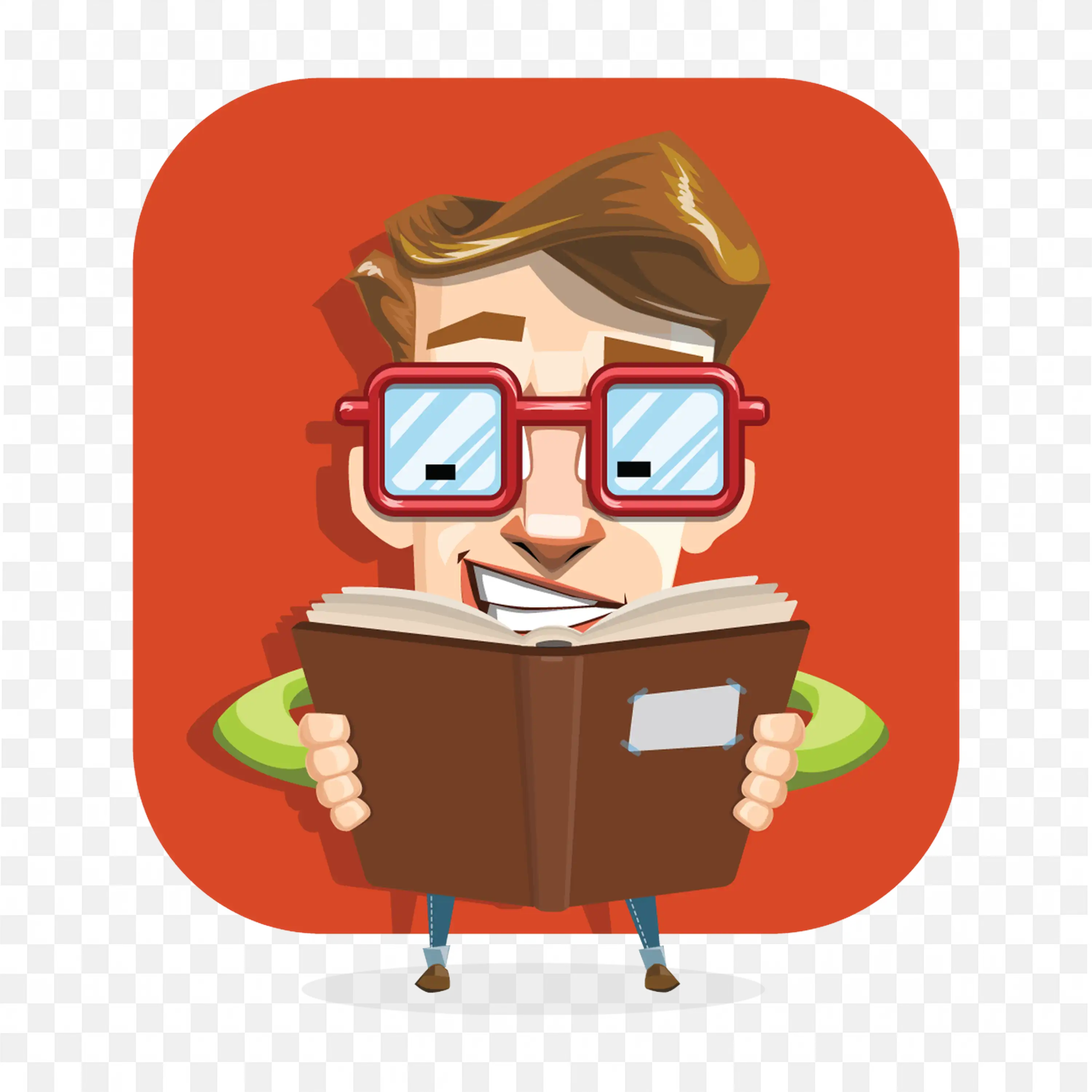 Happy Man Reading a Book Cartoon Study and Learn Png Images