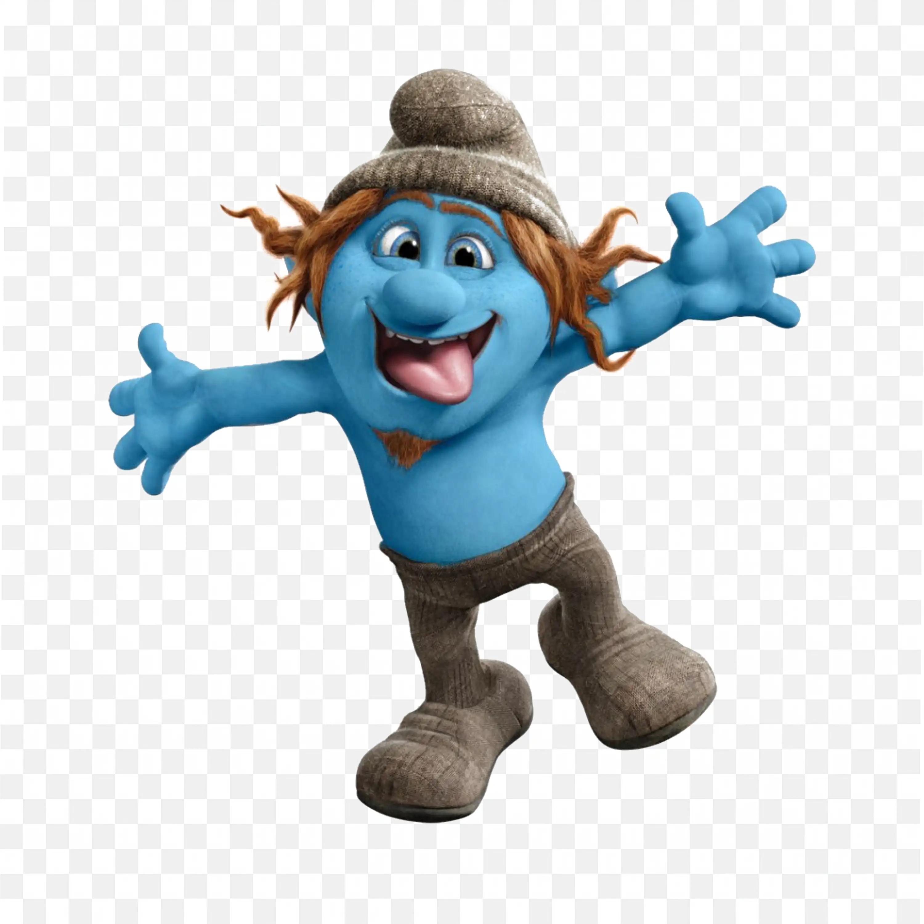 Happy Smurf with Brown Hat and Pants Free Png Download