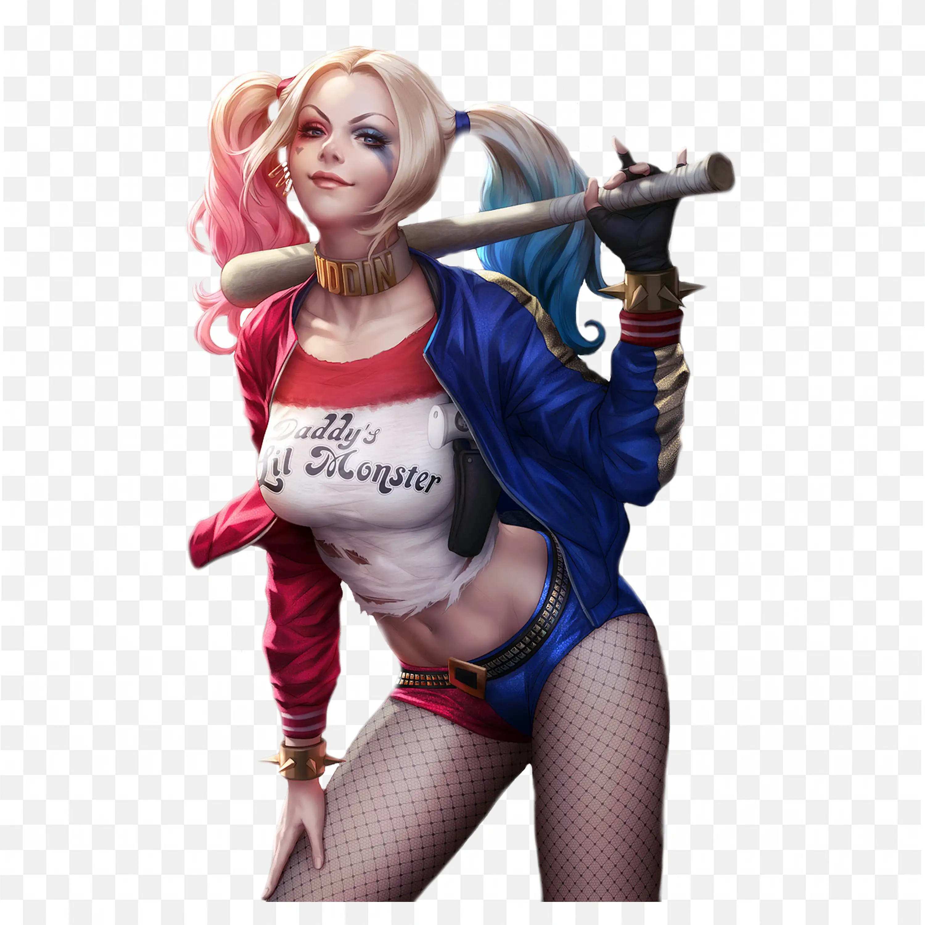 Harley Quinn Dancing Holding Weapon in Left Hand Png