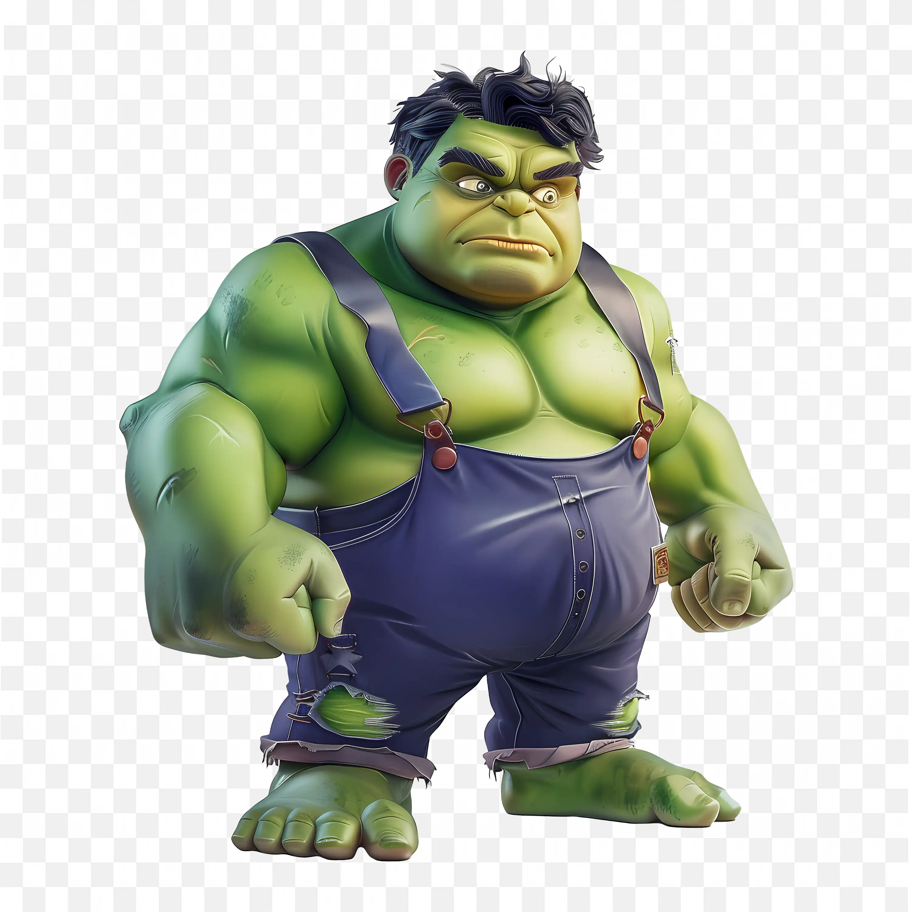 3D Hulk Character in Jeans Powerful Green Superhero Art