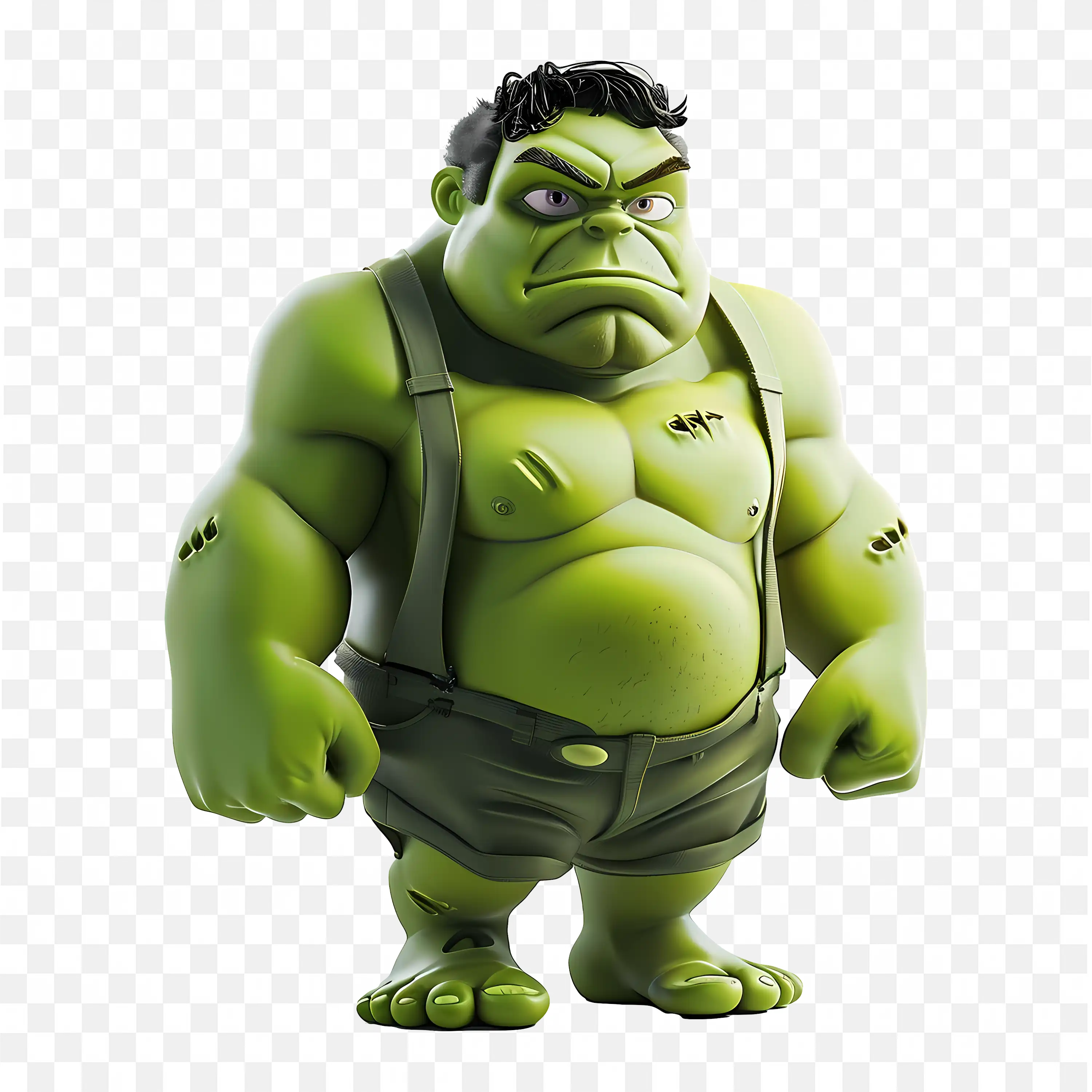 3D Hulk Superhero Standing with Angry Expression Powerful Png