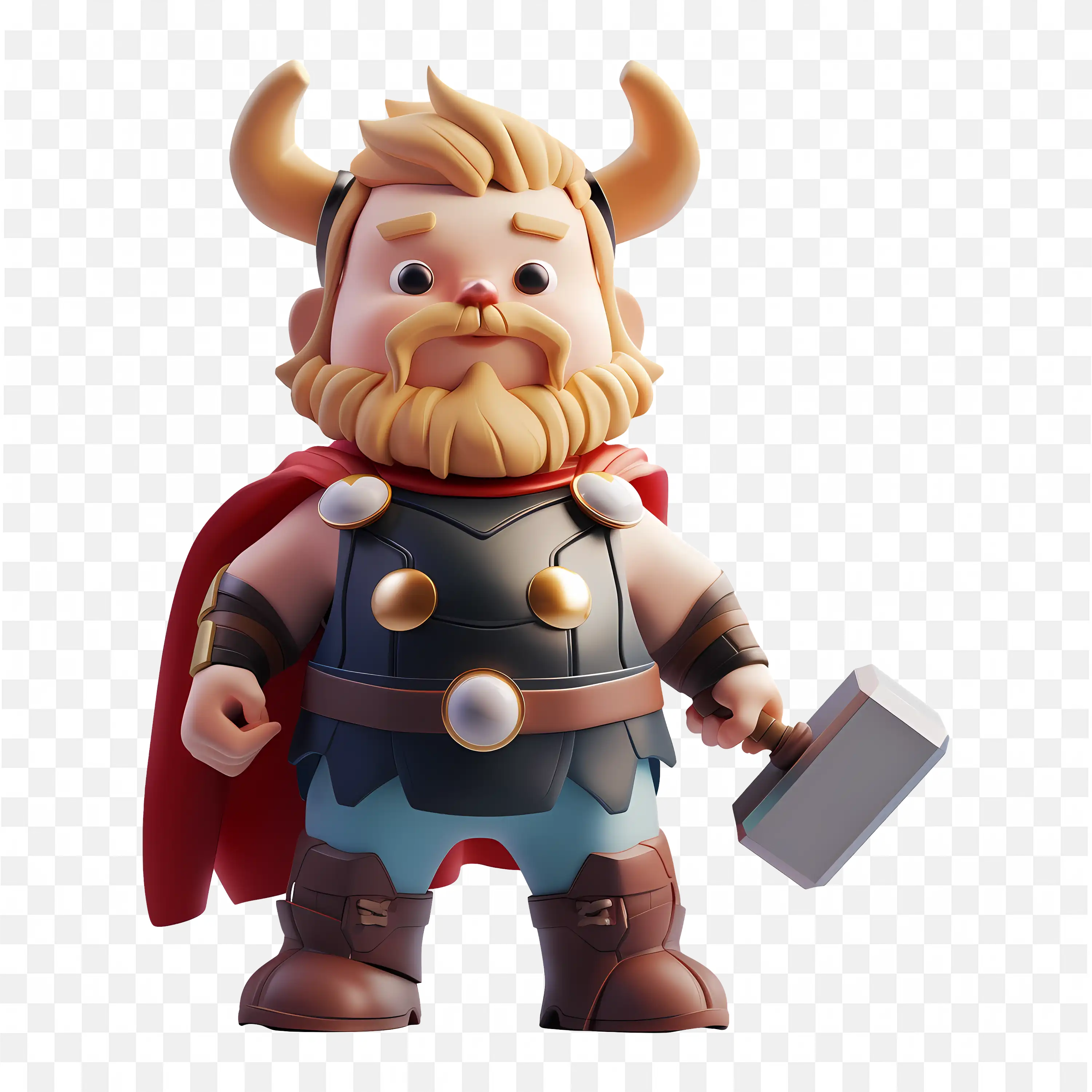 Innocent Thor with Hammer Cute 3D Superhero Character Art