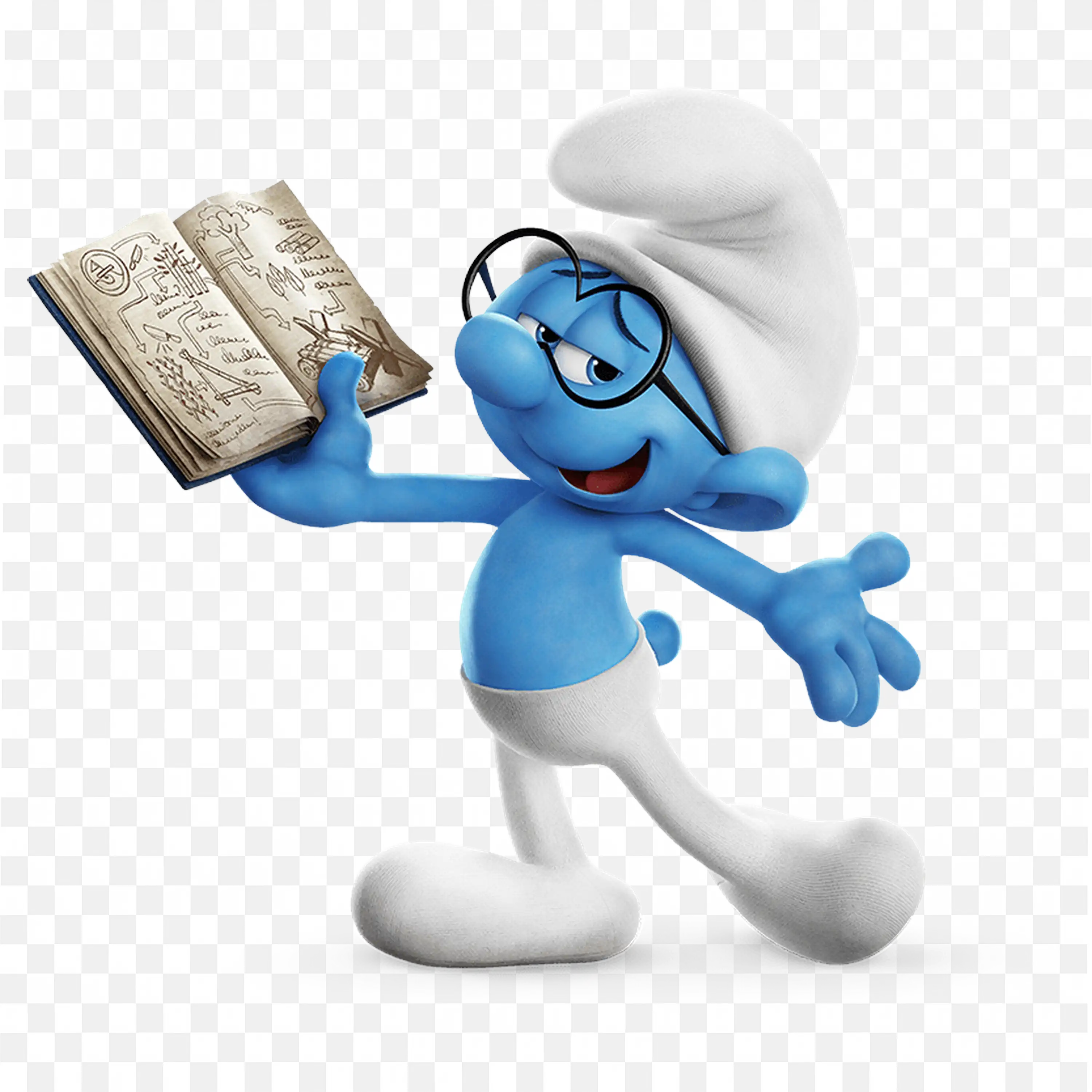 Intelligent Blue Cartoon Character Holding a Book Free Png