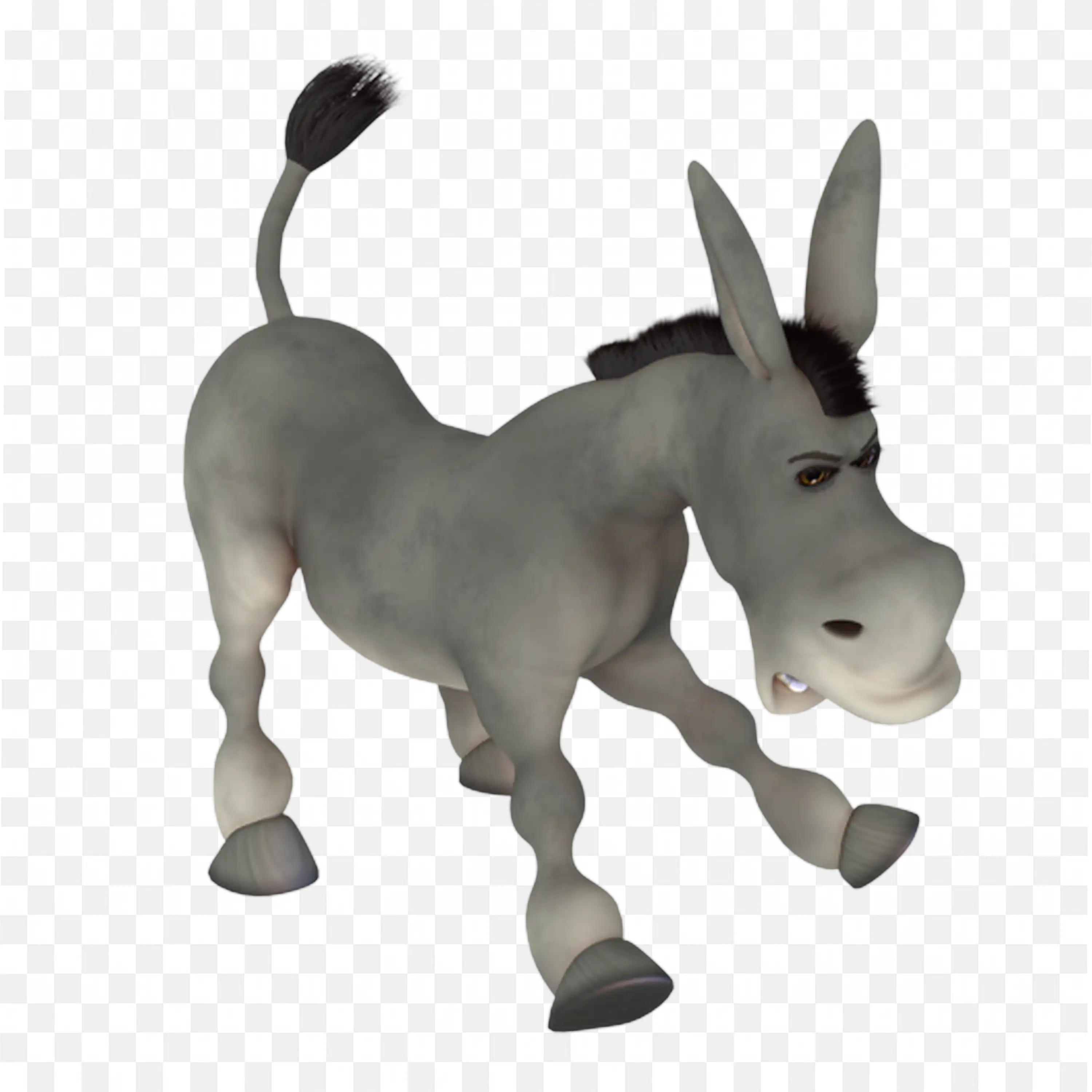 Jumping Donkey 3D Cute Cartoon Farm Animal in Midair