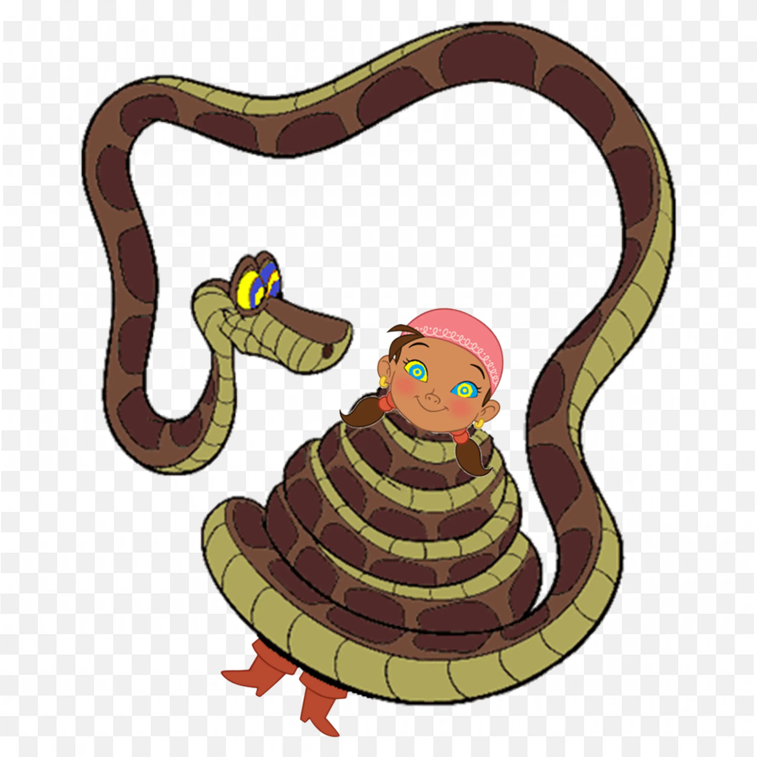 Kaa the Snake Hypnotizing Girl Crossover Fan Art HD Png